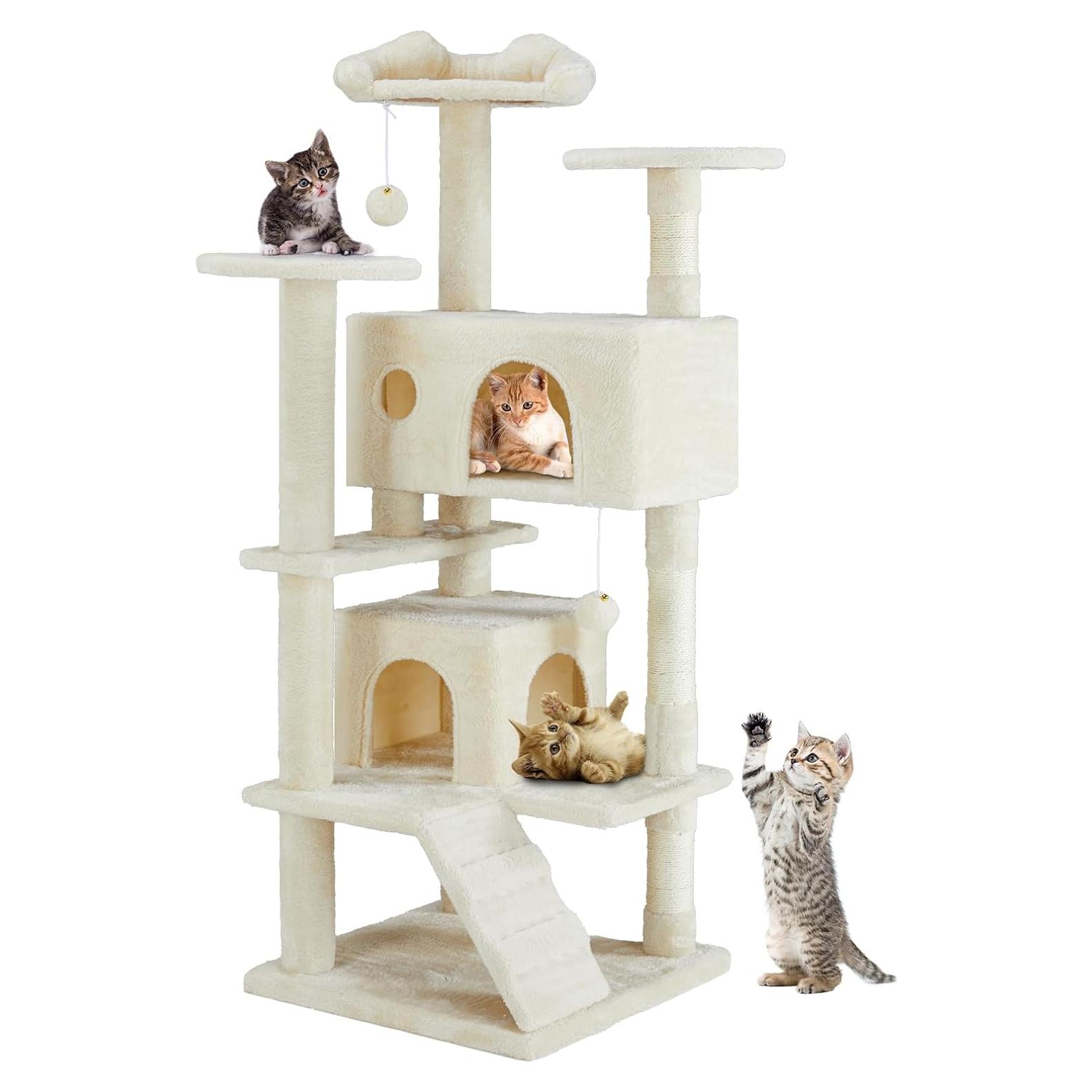 Torre para Gatos DUMOS 137 cm Beige - Casa de Varios Niveles