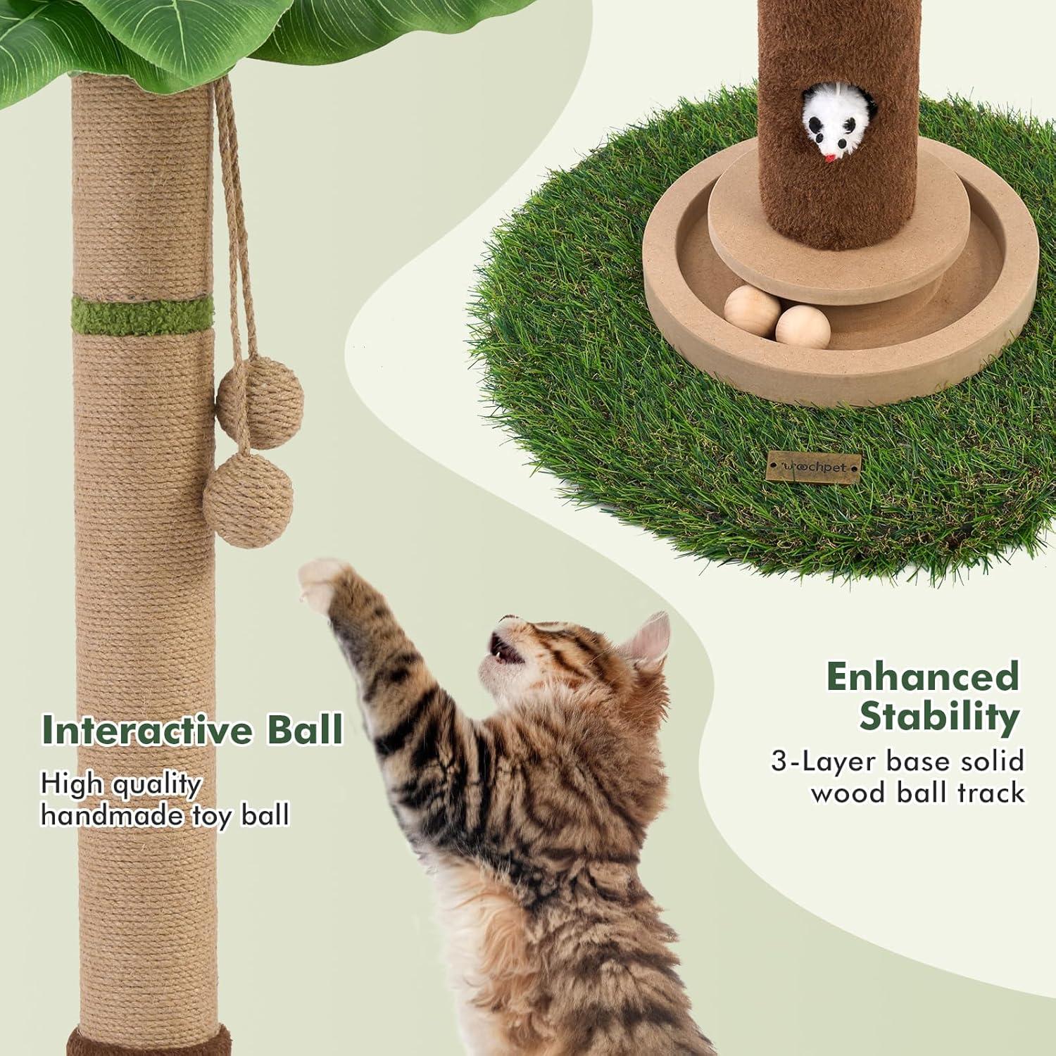 Poste Rascador para Gatos Woochpet 89 cm con Juguetes Interactivos