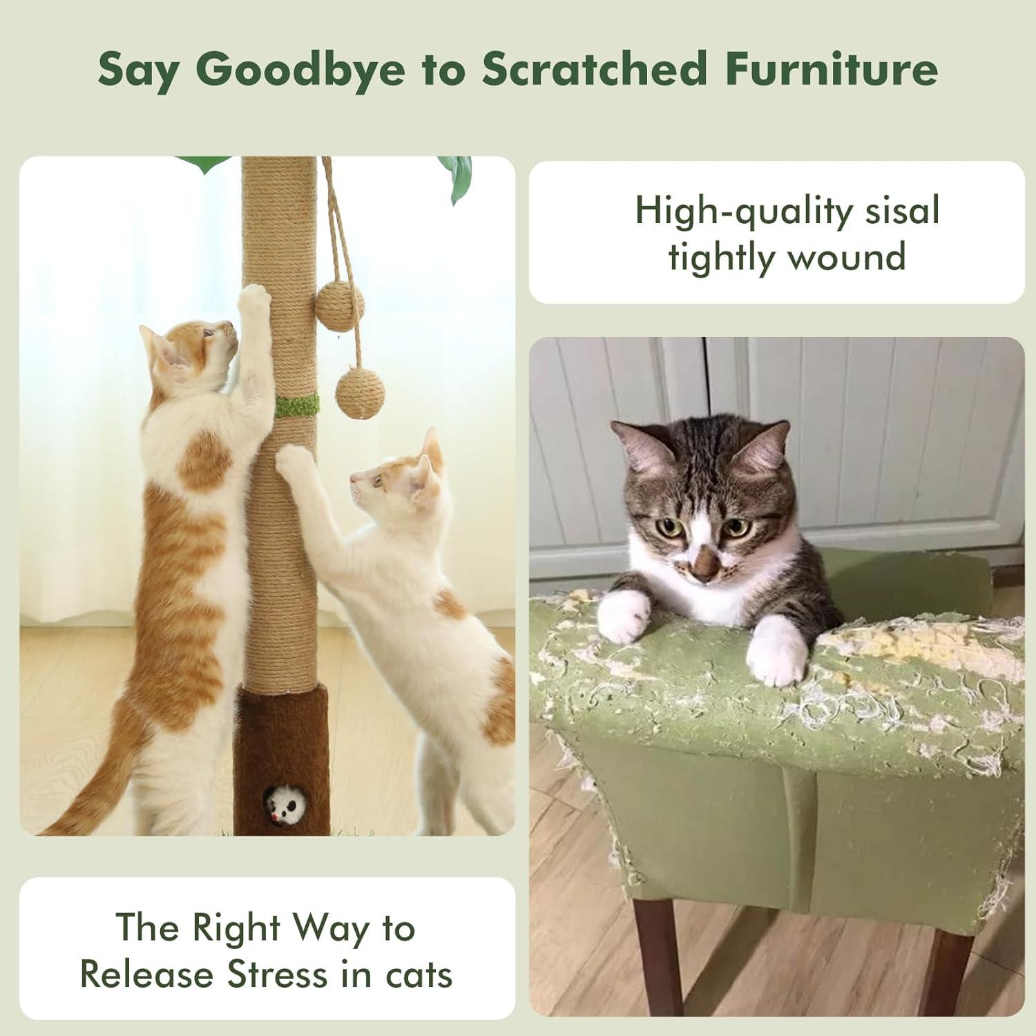 Poste Rascador para Gatos Woochpet 89 cm con Juguetes Interactivos