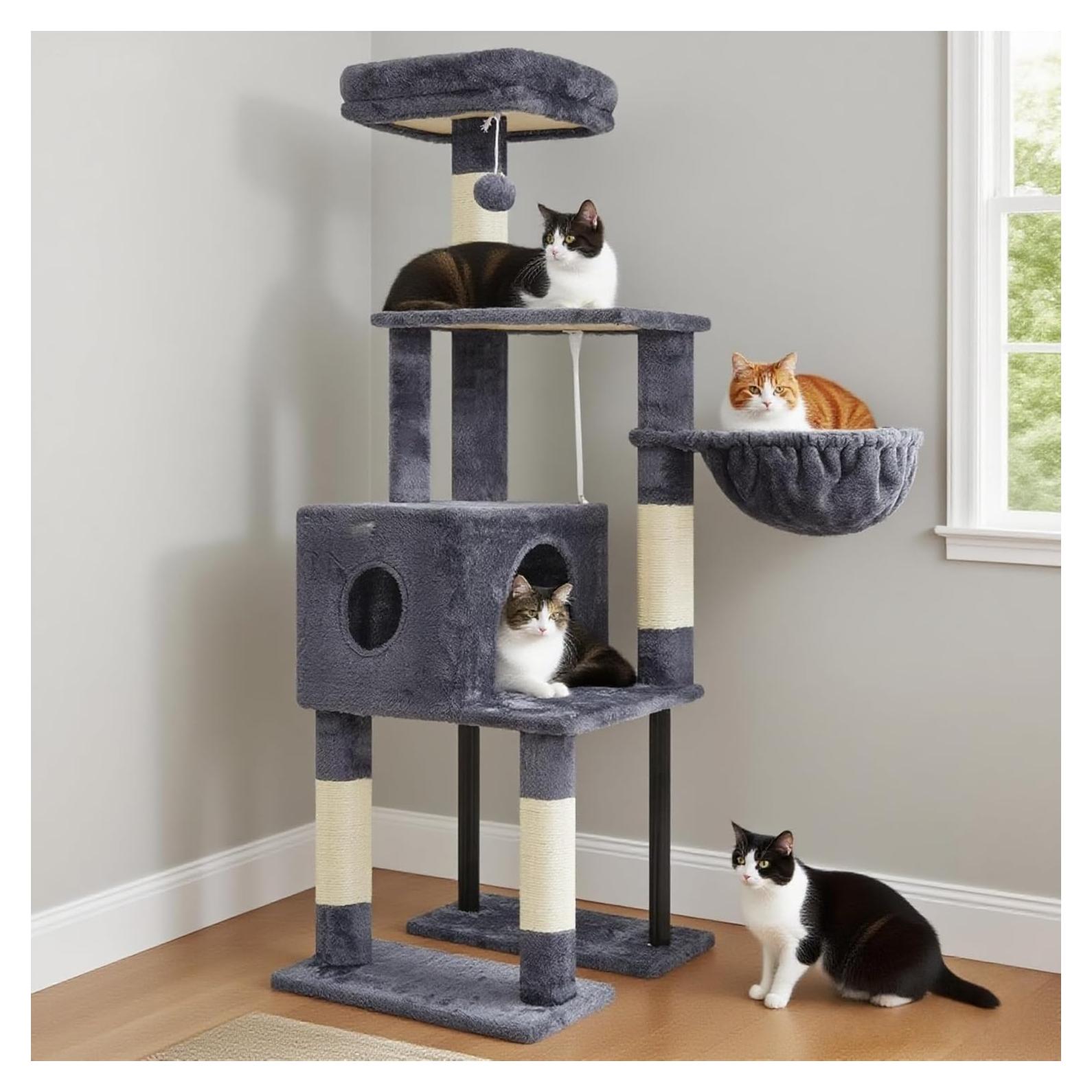 Árbol para Gatos Heybly HCT200S 125 cm con Casa y Rascador