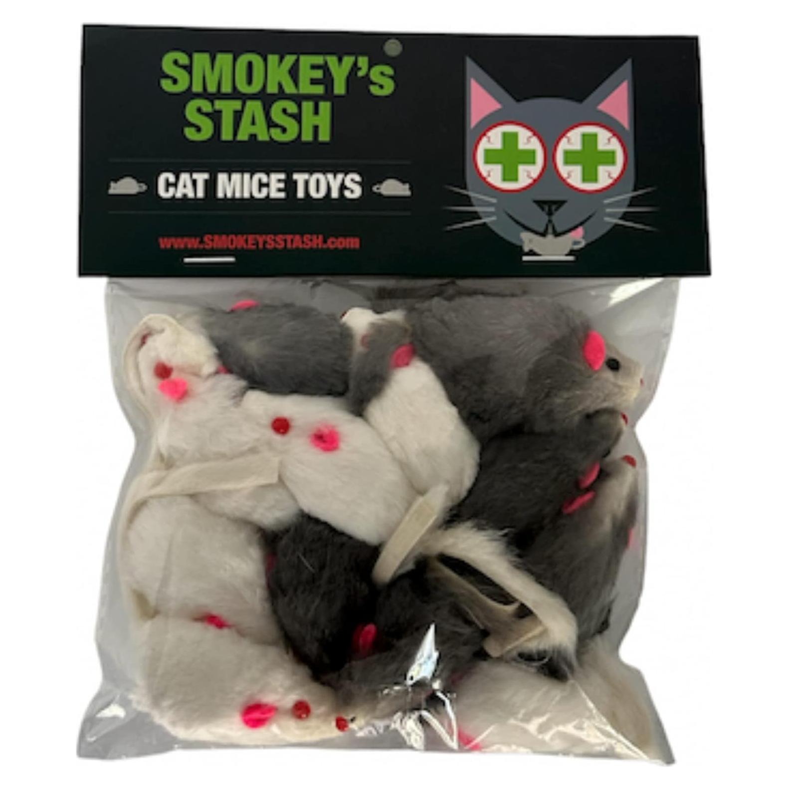 Juguete para Gato Ratones de Piel de Conejo Smokey's Stash 12 Pzas