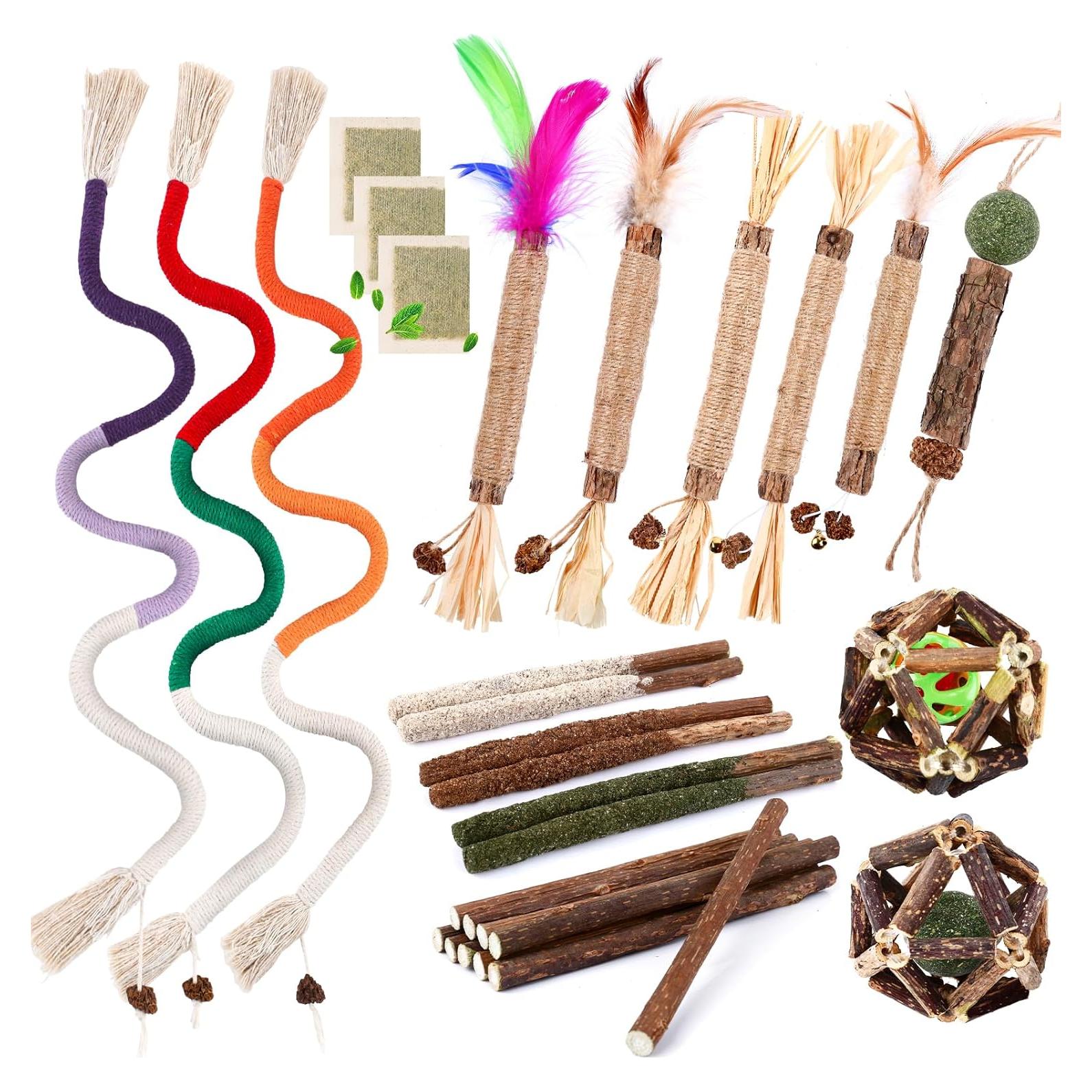 27 Juguetes Masticables para Gatos WOUSEDO - Hierba Gatera Natural