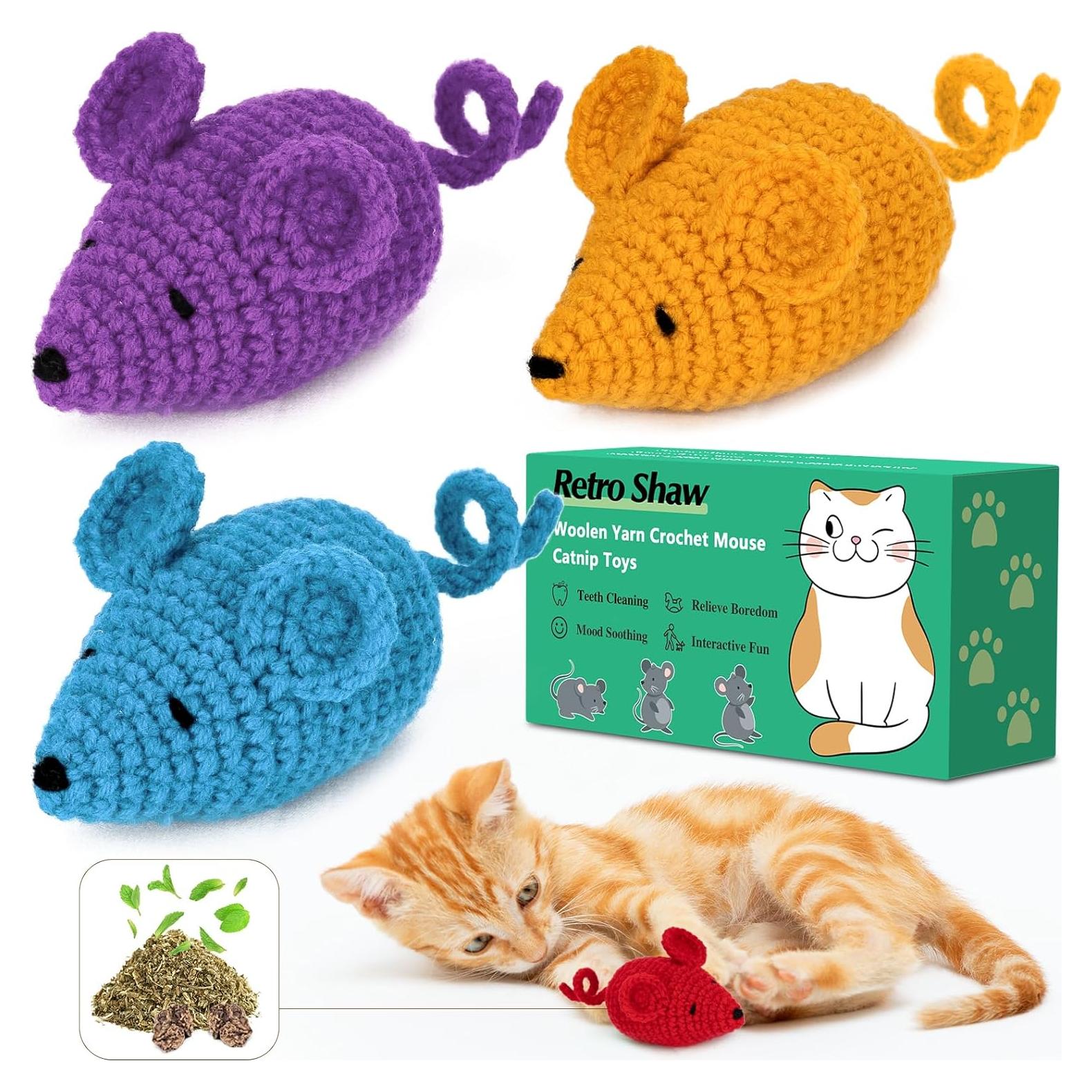 Juguetes para Gato Retro Shaw - Ratones de Hierba Gatera 3 Pcs