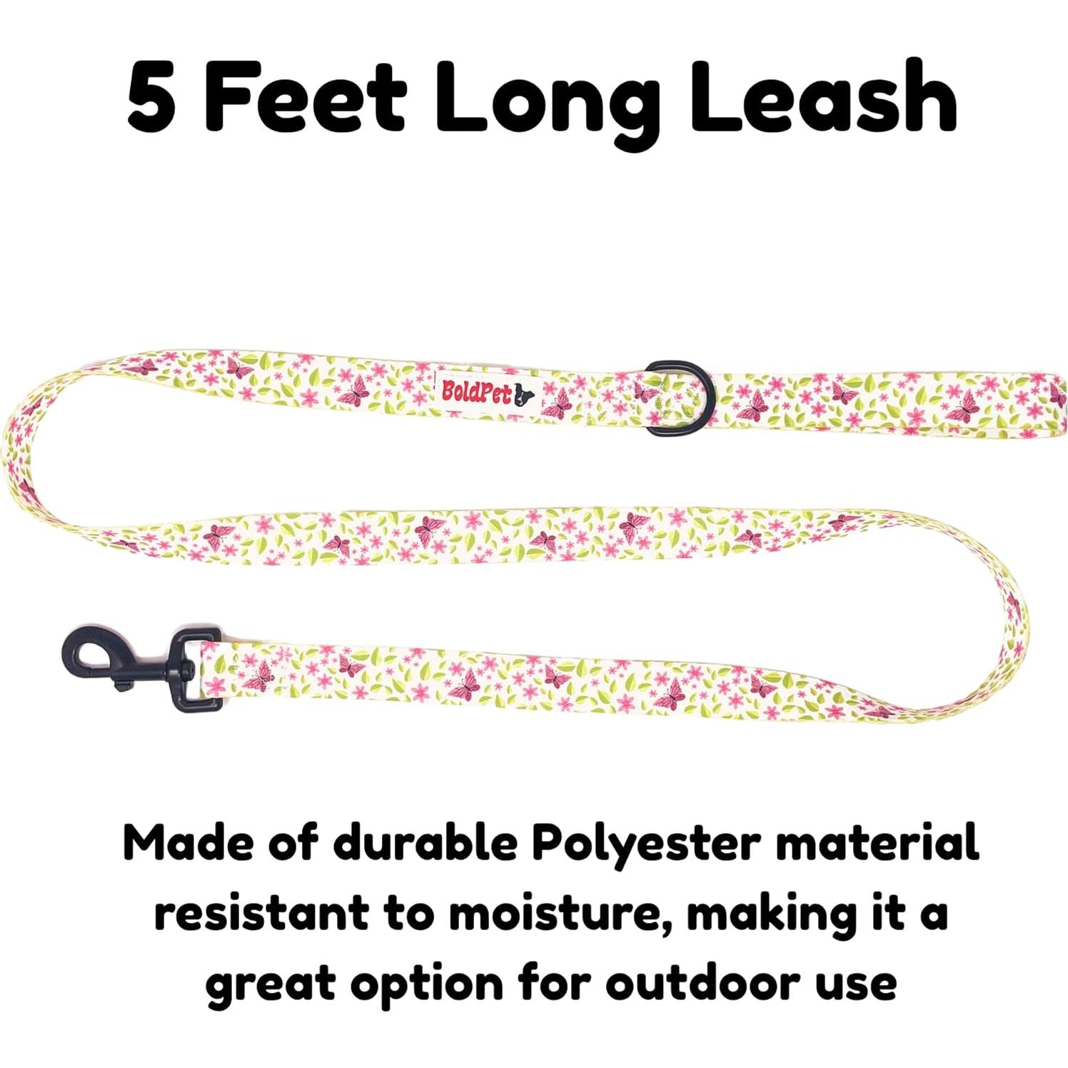 Conjunto Collar y Correa para Perros BOLDPET Floral Ajustable