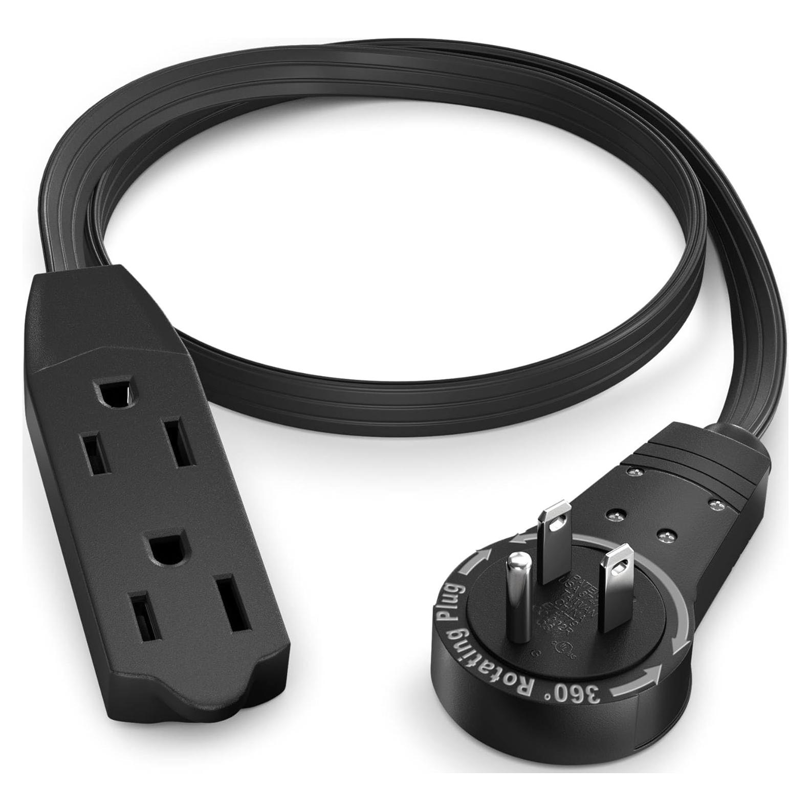 Cable de Extensión Maximm 1 Pie 3 Salidas Negro 360 Grados
