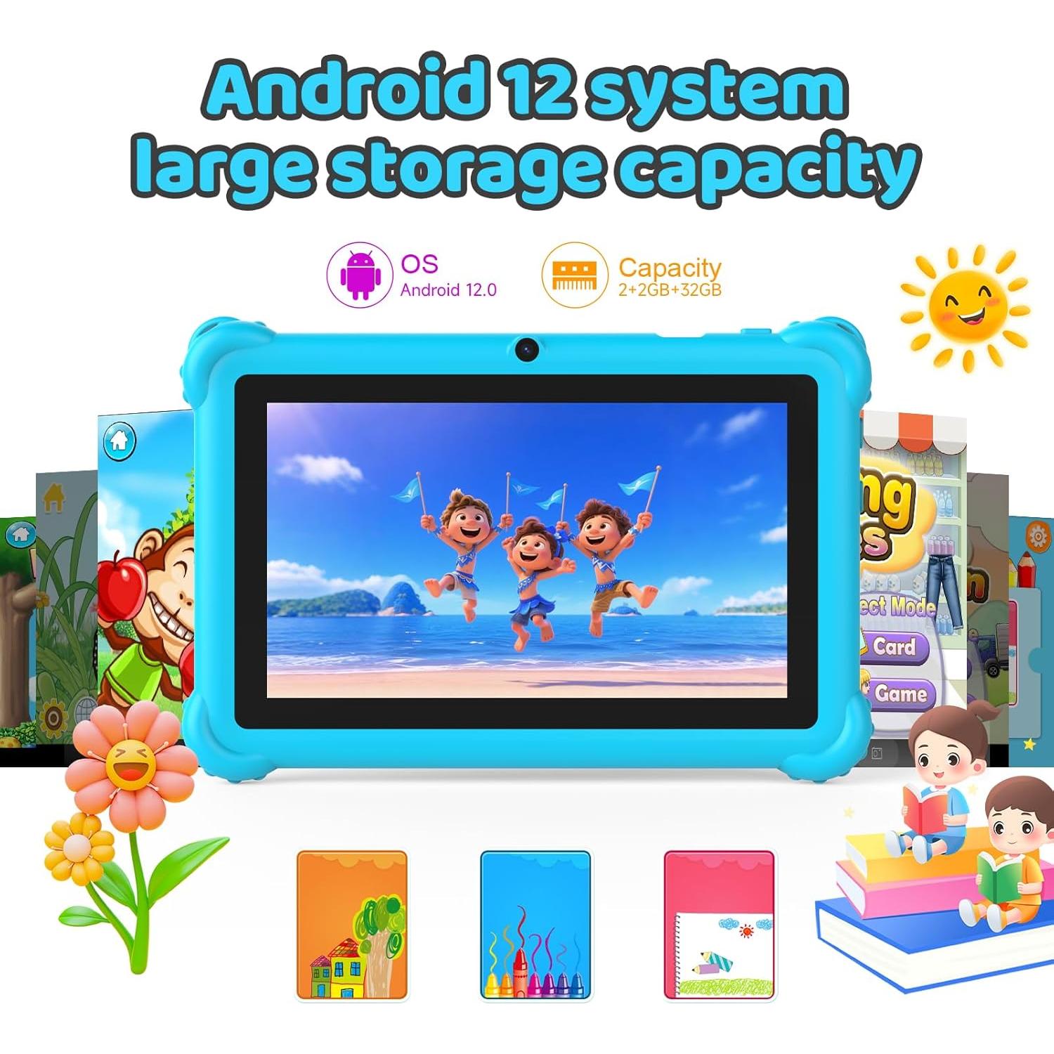 Tablet para Niños WUIUHOU 7" Android 12, 4GB RAM, 32GB ROM