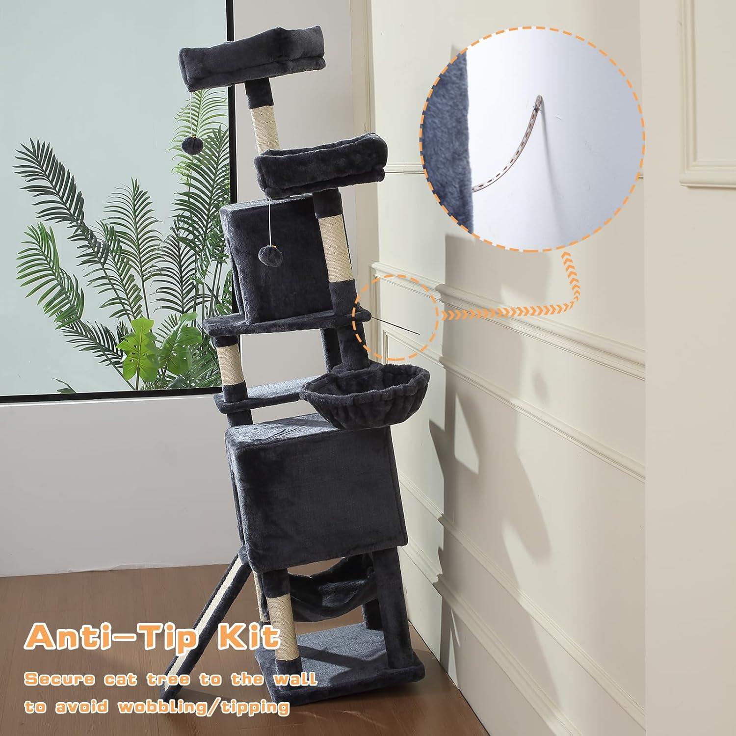 Árbol para Gatos LETKIND 70 cm con Hamaca y Rascador