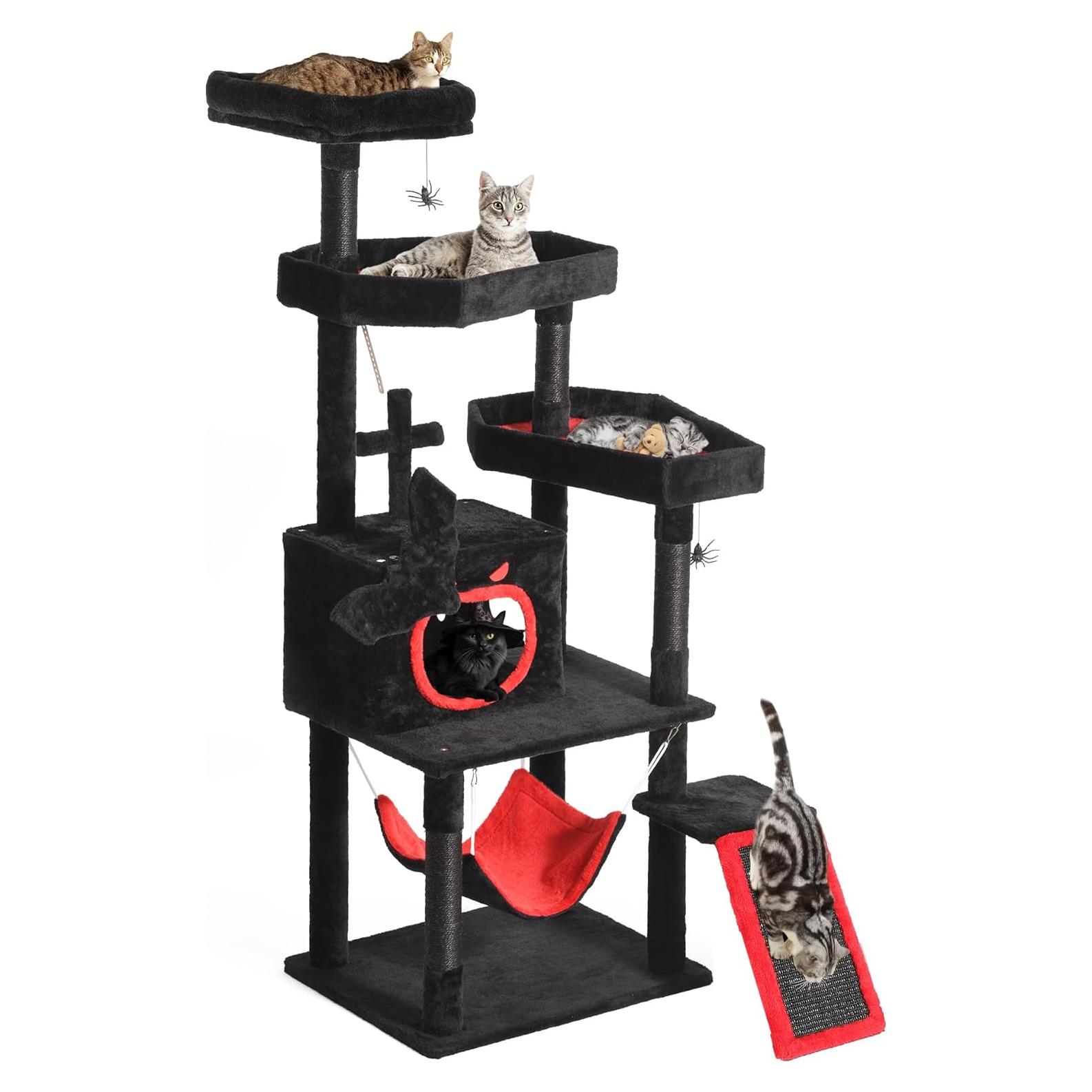 Árbol Gótico para Gatos YITAHOME 160 cm con Cama y Juguetes