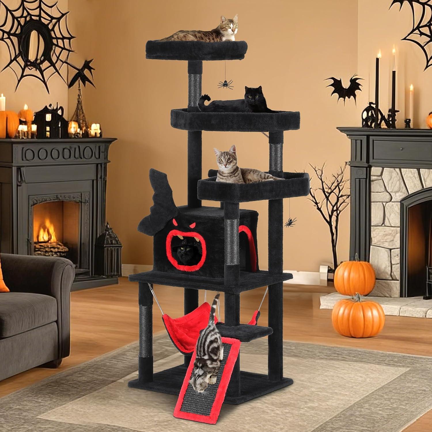 Árbol Gótico para Gatos YITAHOME 160 cm con Cama y Juguetes