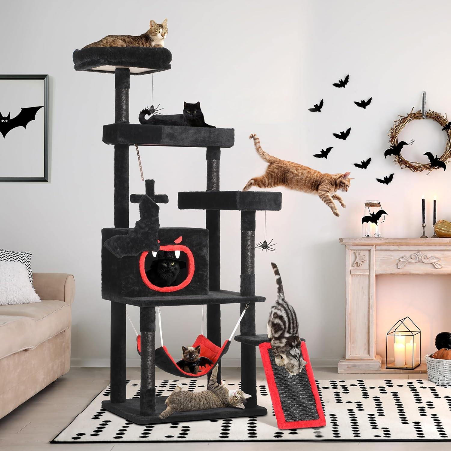 Árbol Gótico para Gatos YITAHOME 160 cm con Cama y Juguetes