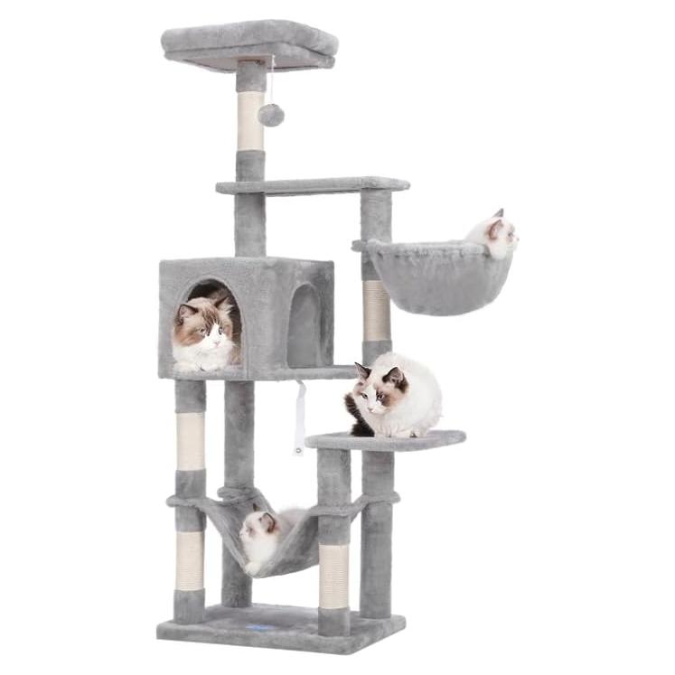 Árbol para Gatos Hey-brother MPJ050W con Hamaca y Rascador
