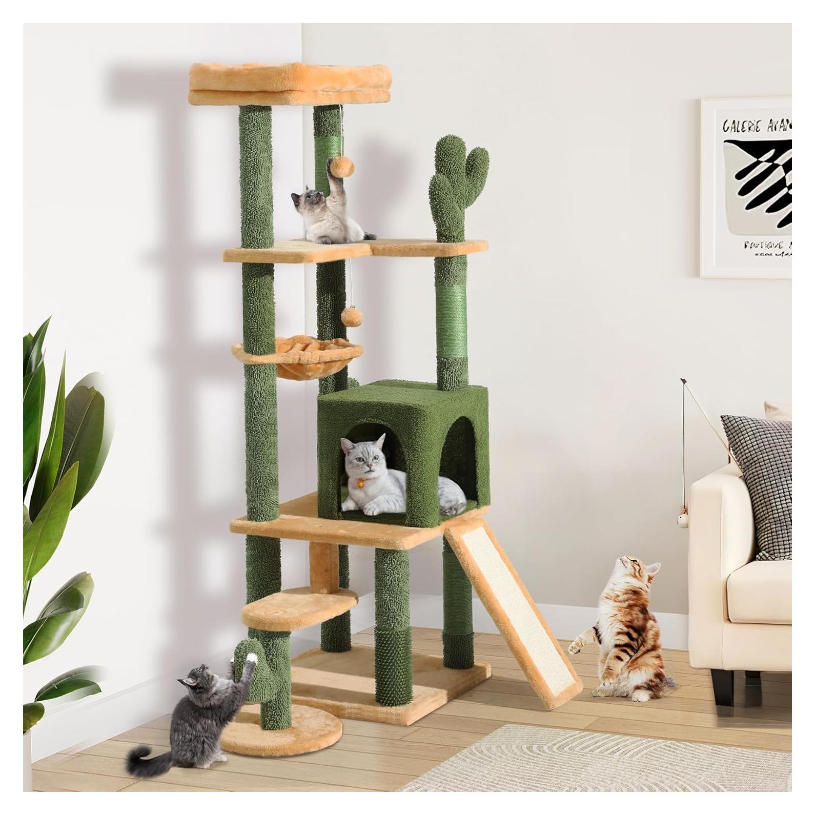 Torre de Gato YITAHOME Cactus 152 cm con Cepillo y Rascador