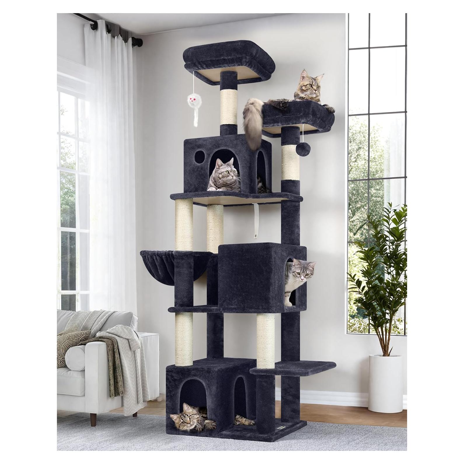 Árbol para Gatos Globlazer F71 180 cm Multi-Nivel Gris Oscuro
