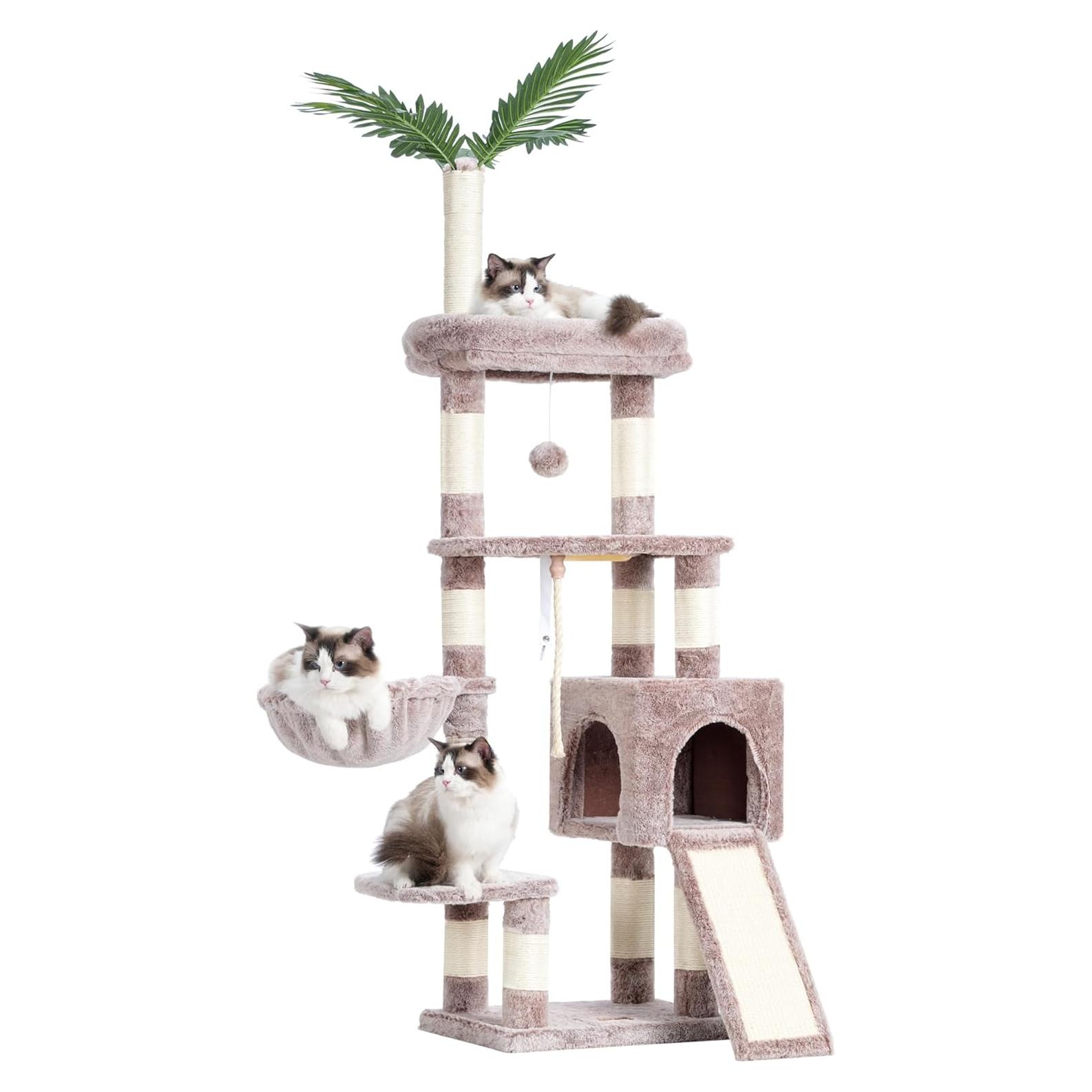 Árbol para Gatos Heybly HCT015, Torre 165.9 cm con Cueva y Rascadores