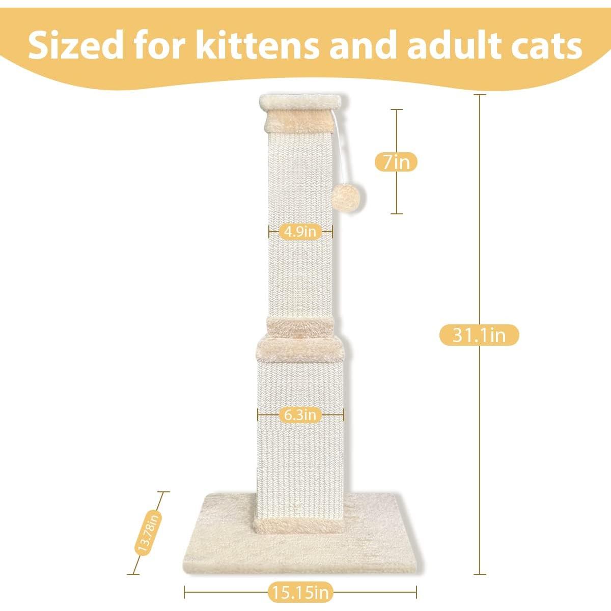 Poste Rascador para Gatos AGYM 81.3 cm Sisal Natural Beige