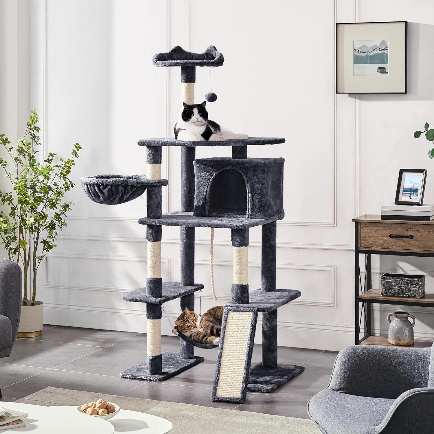 Torre de Árbol para Gatos Yaheetech 177.8 cm Gris Oscuro