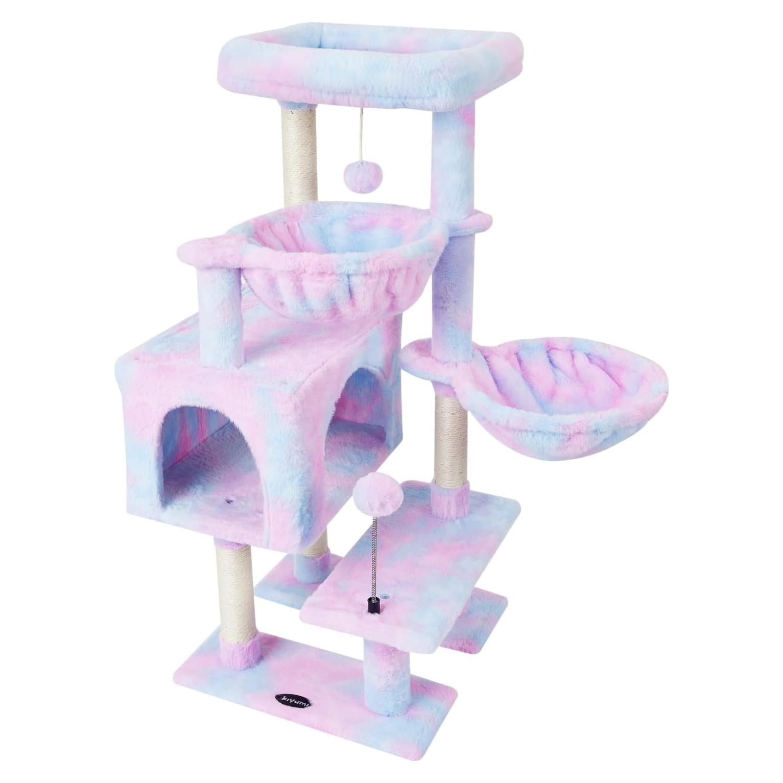 Árbol para Gatos KIYUMI 99 cm con Rascador y Hamacas Arcoíris