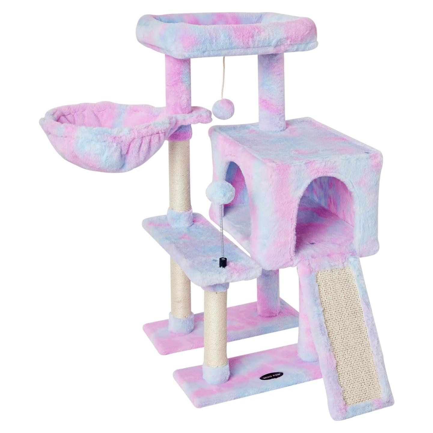 Torre de Gato Miao Paw Rainbow con Poste de Rascado y Hamaca