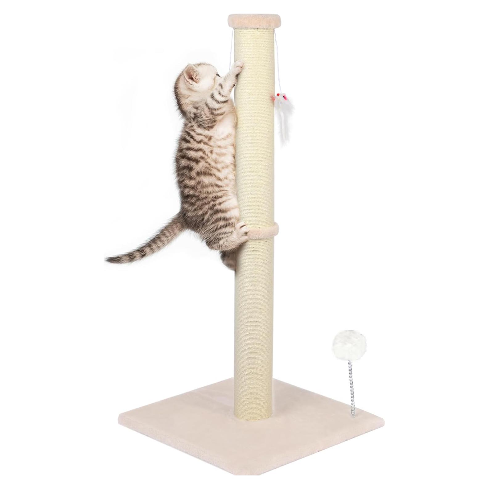 Poste Rascador para Gatos 91 cm Beige - Sisal Natural PELUOMOZ