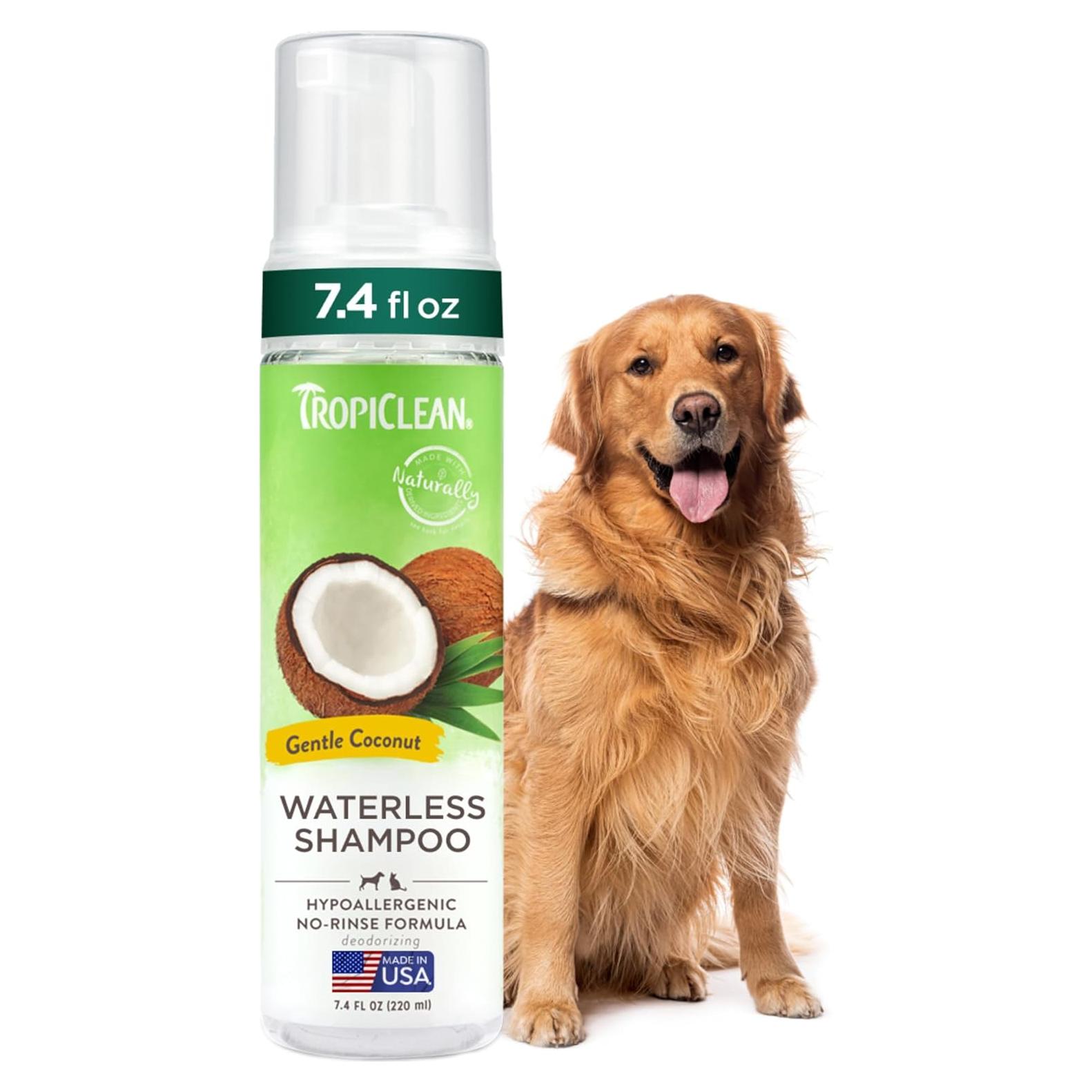 Champú Seco Hipoalergénico TropiClean Coco 209.79g para Perros y Gatos