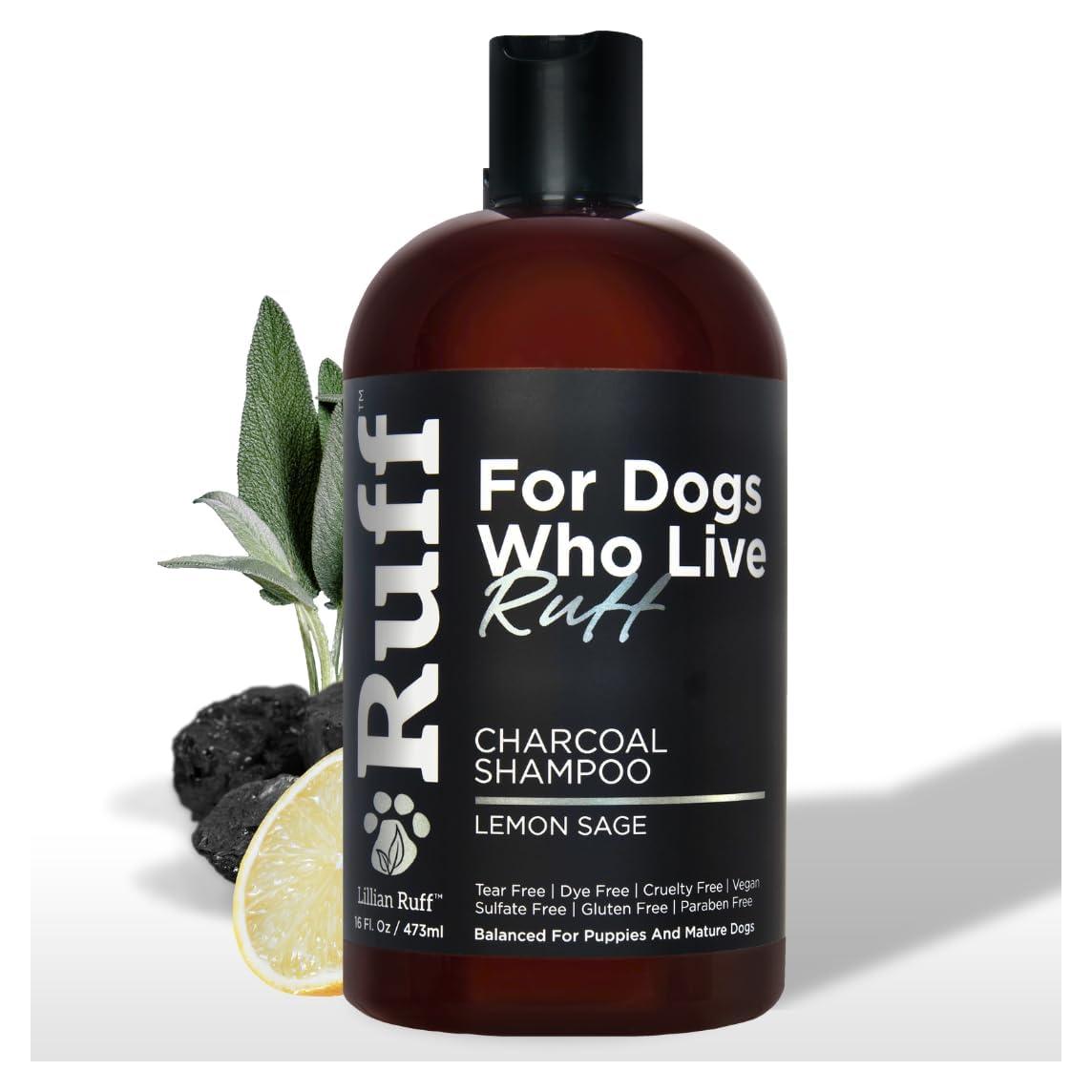 Champú para Mascotas Lillian Ruff con Carbón Activado 473ml - Limpiador y Desodorante