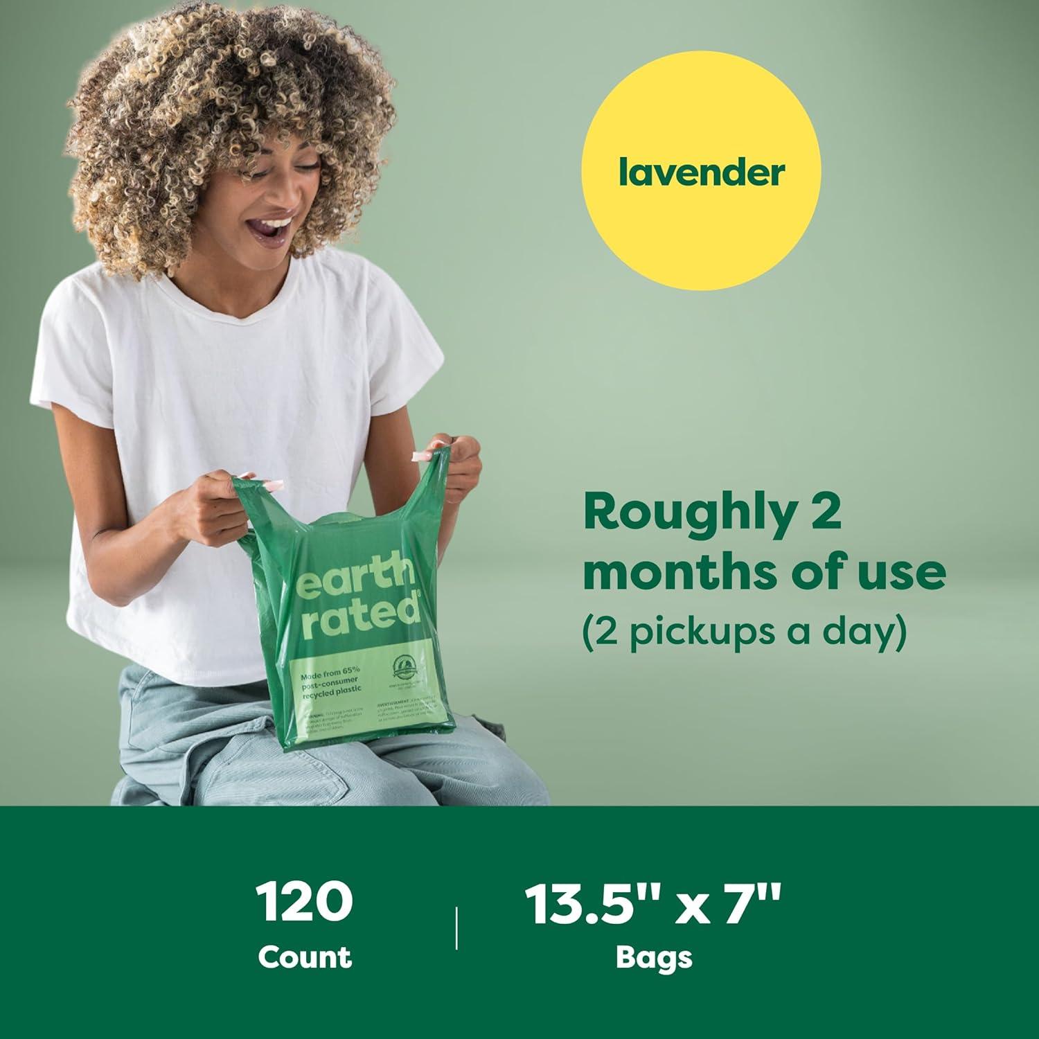 Bolsas de Poop para Perros Earth Rated 120 Unidades Aroma Lavanda