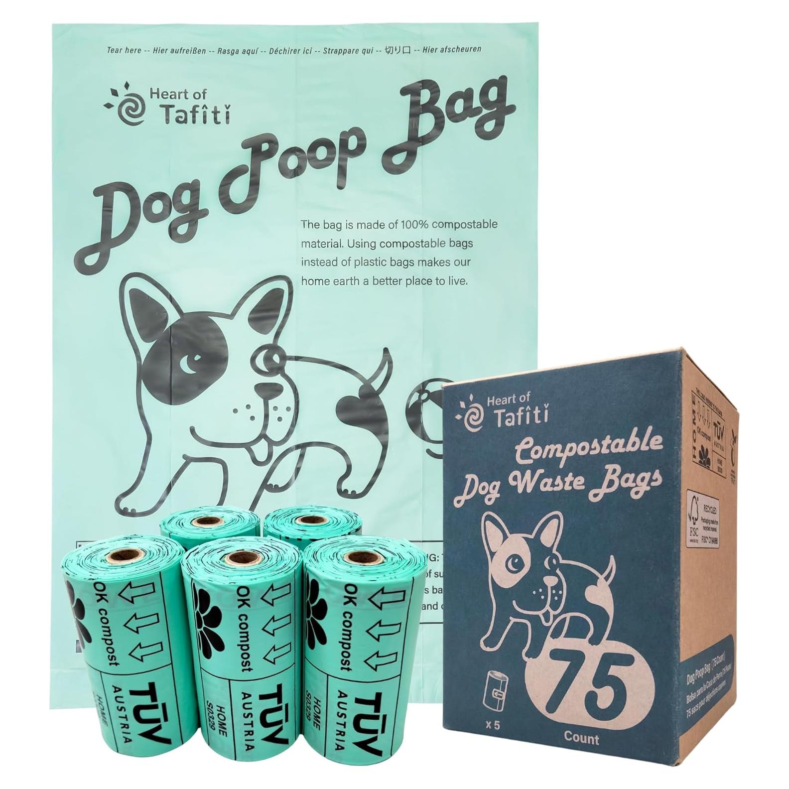 Bolsas Compostables para Excremento de Perro Corazón de Tafiti - 75 Unidades