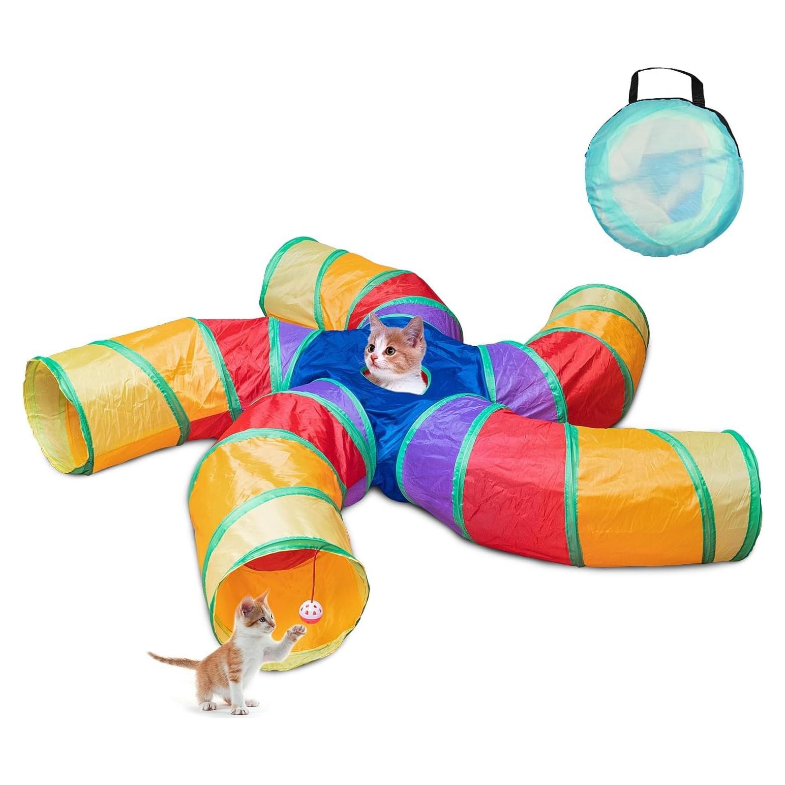 Túnel para Gatos Depets 5 Vías Plegable 60 cm con Pelota