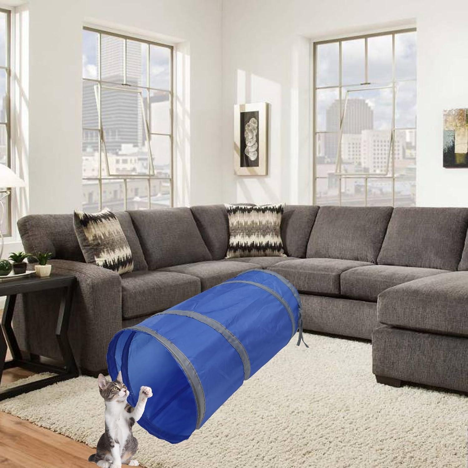 Túnel Interactivo para Gatos iCAGY Azul 50.8 cm Plegable
