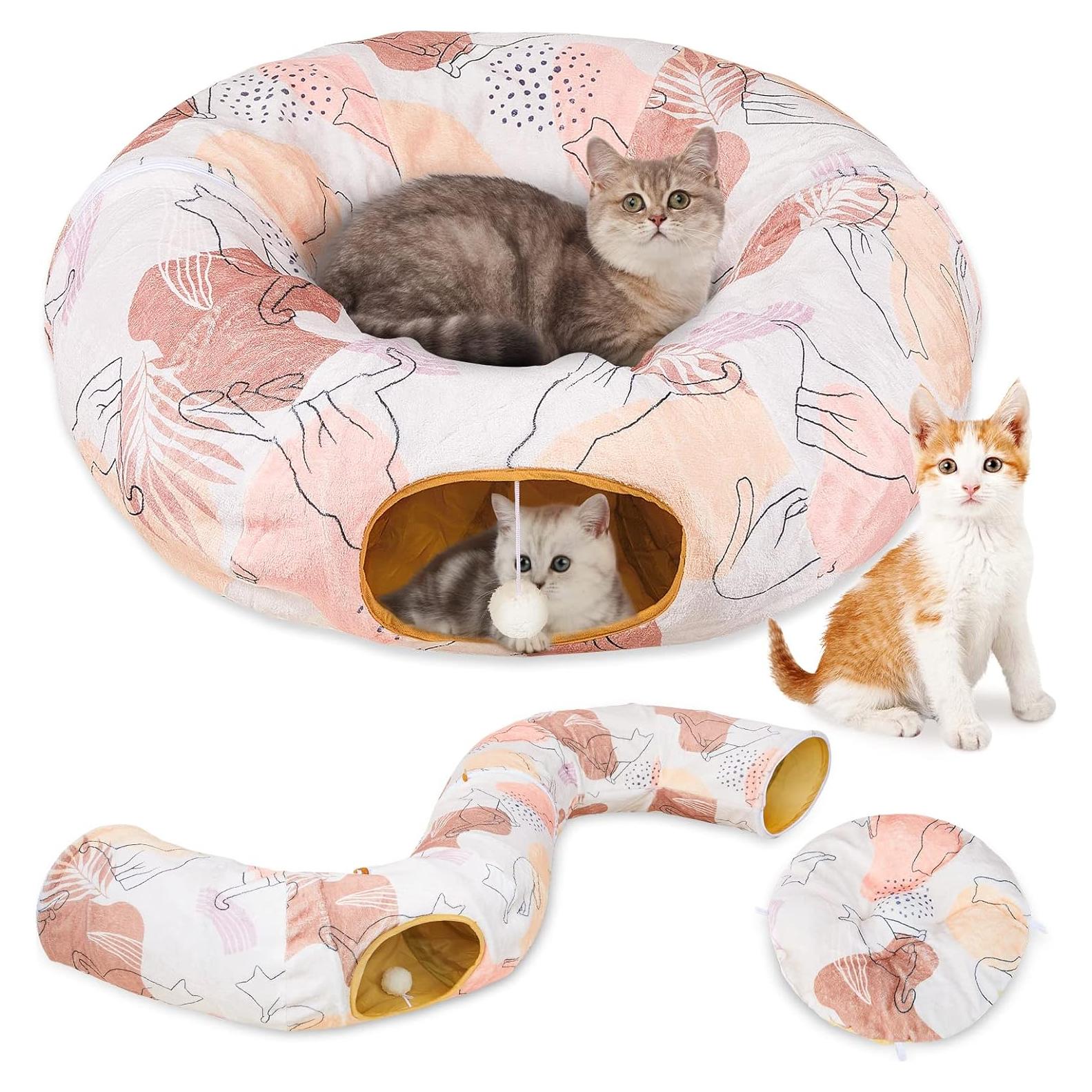 Túnel para Gatos Glittme Redondo Beige 283.5x24.9 cm