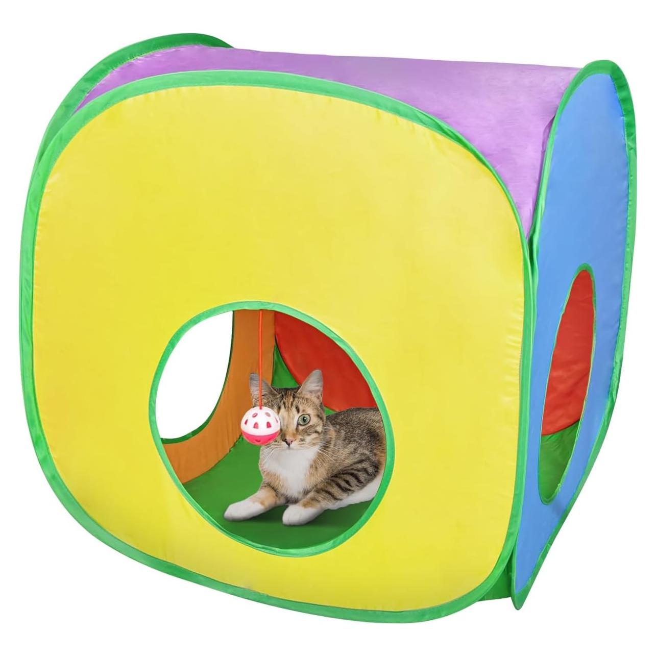 Túnel para Gatos Andiker Cuadrado L Plegable Colorido 50x50x19cm