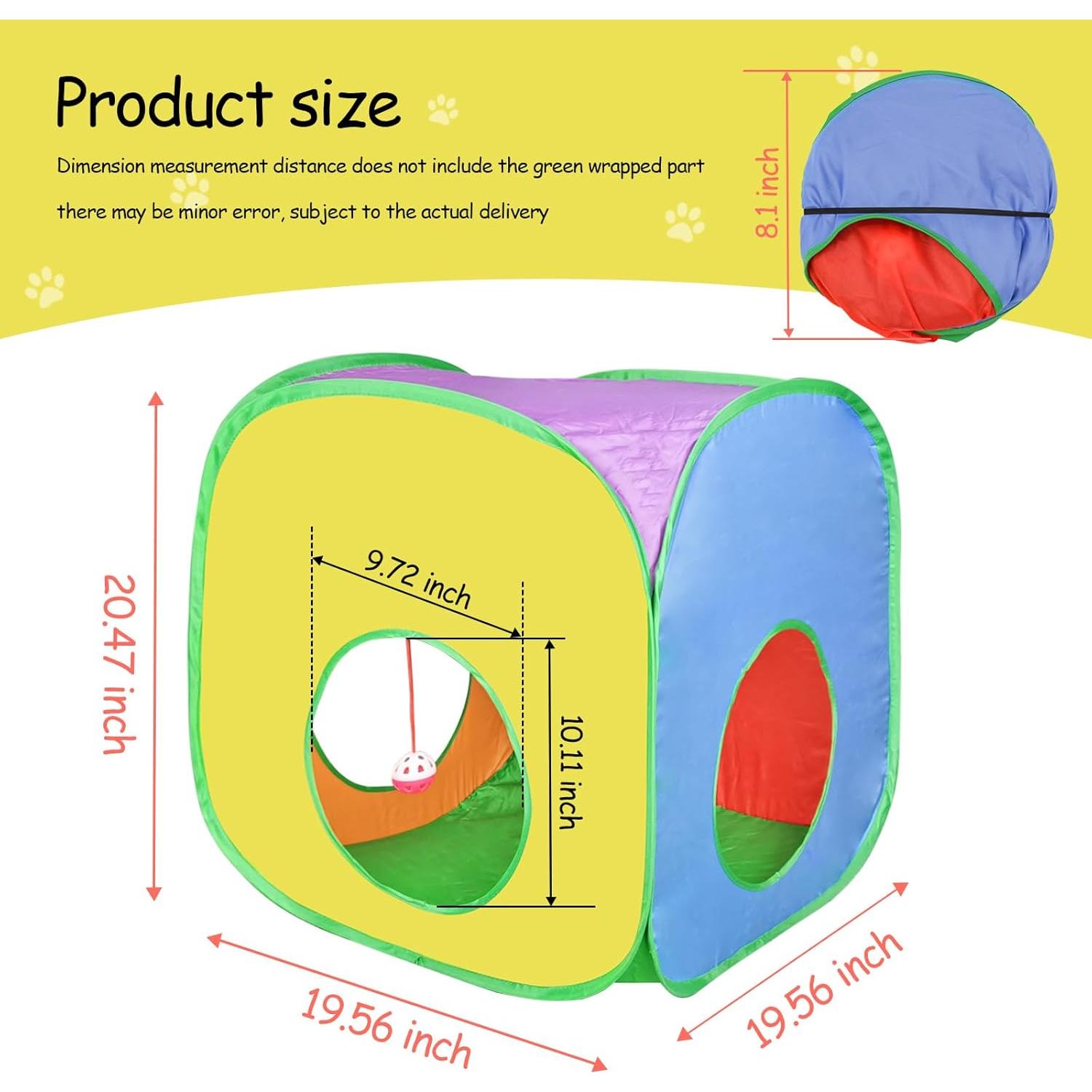 Túnel para Gatos Andiker Cuadrado L Plegable Colorido 50x50x19cm