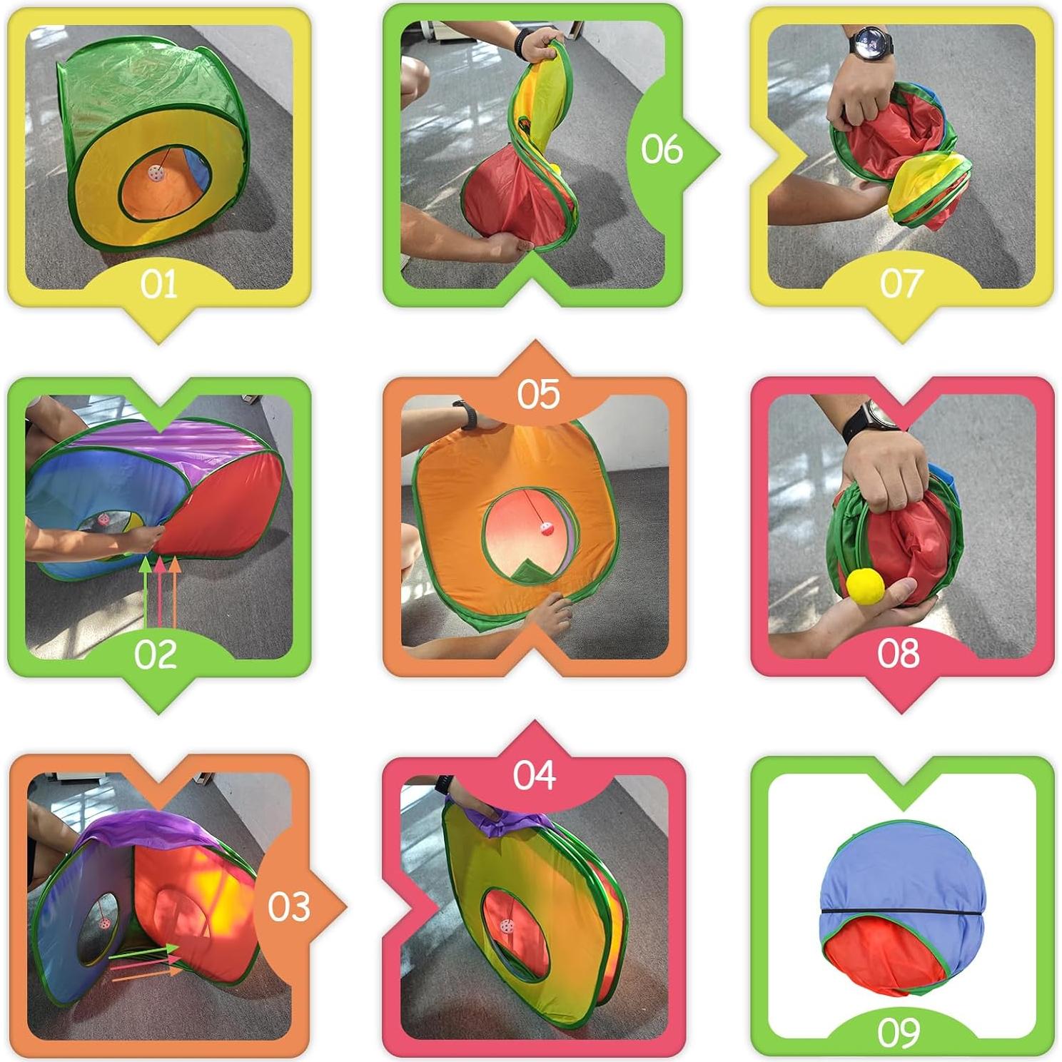 Túnel para Gatos Andiker Cuadrado L Plegable Colorido 50x50x19cm