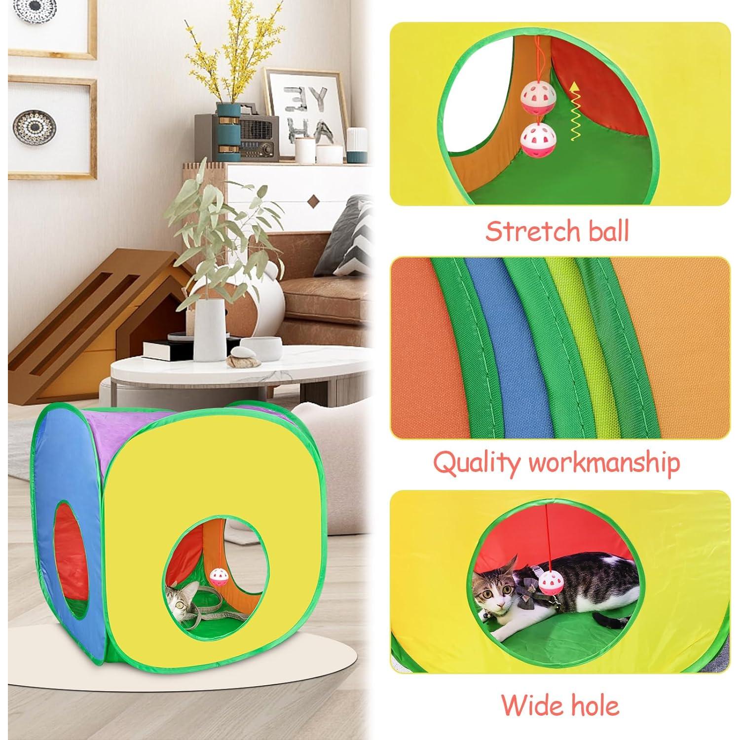 Túnel para Gatos Andiker Cuadrado L Plegable Colorido 50x50x19cm