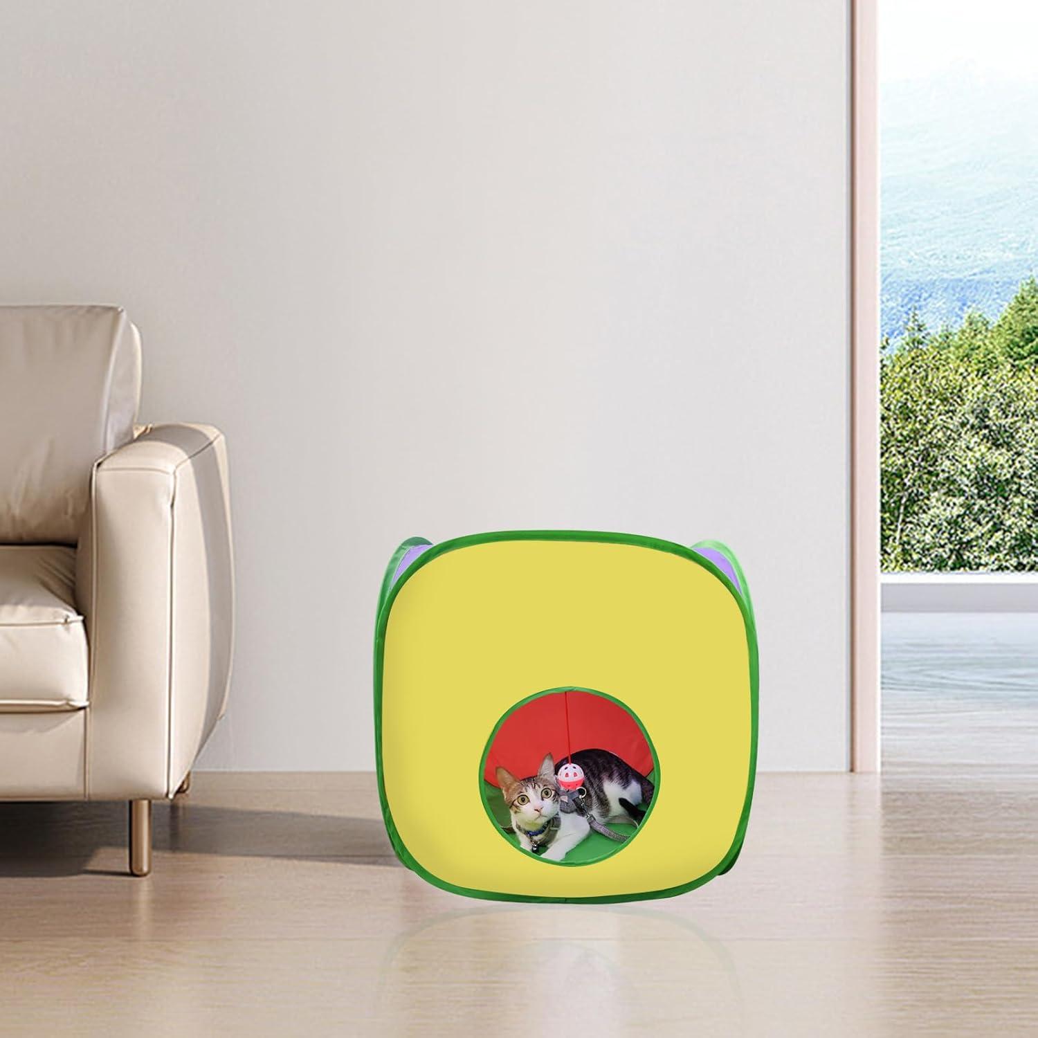 Túnel para Gatos Andiker Cuadrado L Plegable Colorido 50x50x19cm