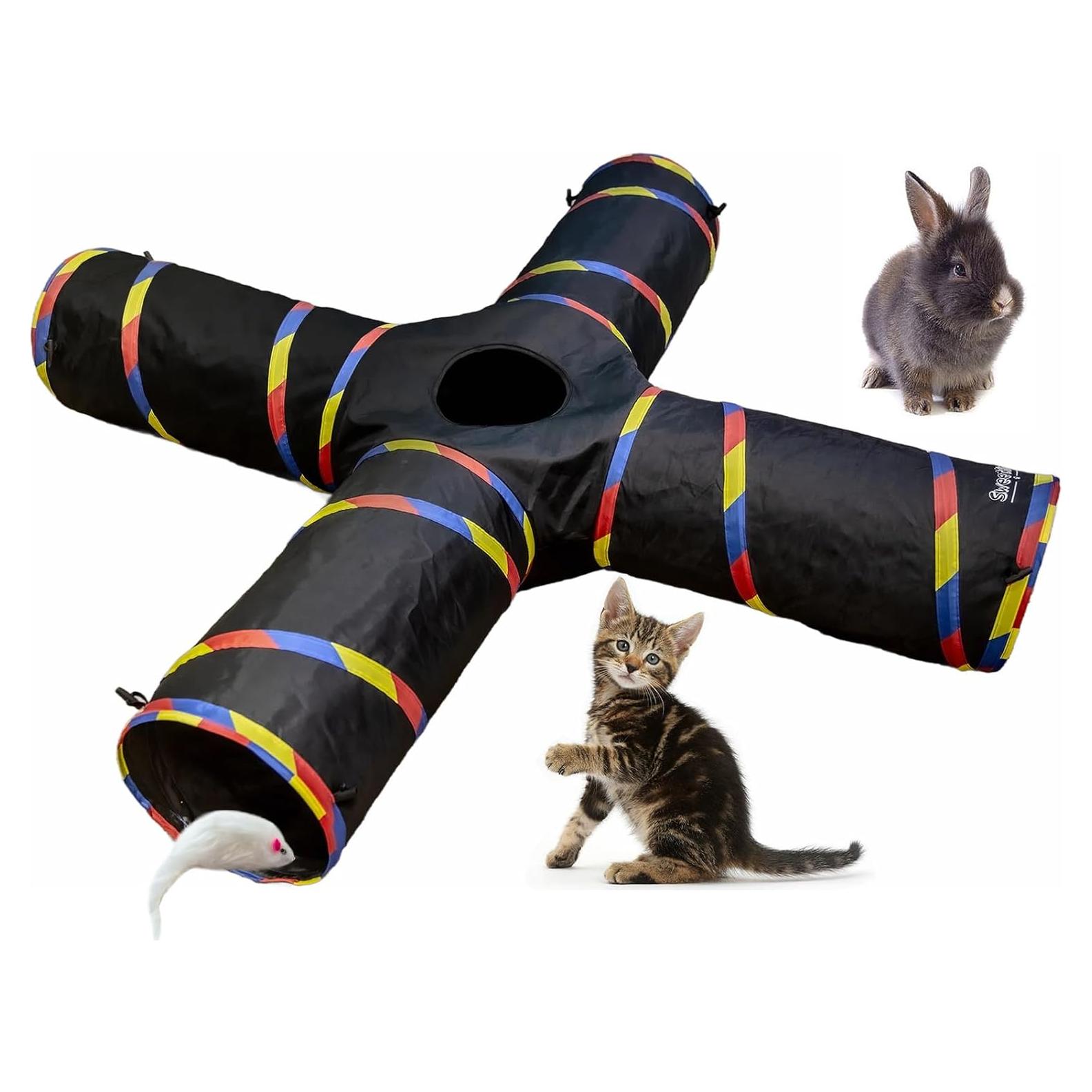 Túnel Interactivo para Gatos SweetBin 4 Vías 119cm Crinkle