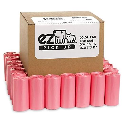 Bolsas de Excremento Rosadas EZ Pick Up - 1000 Unidades 23x30.5cm