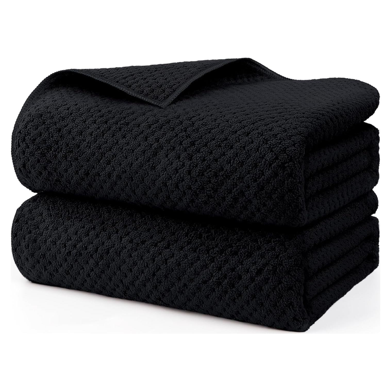 HOMEXCEL Toallas de Baño Ultra Suaves Paquete de 2 Negras 88.9x177.8cm