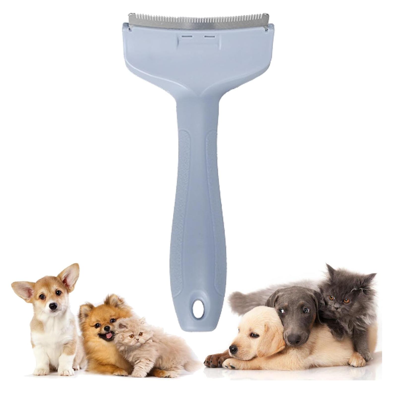 Peine Deshedding V-Tooth Doggo Pro para Perros y Gatos Azul S