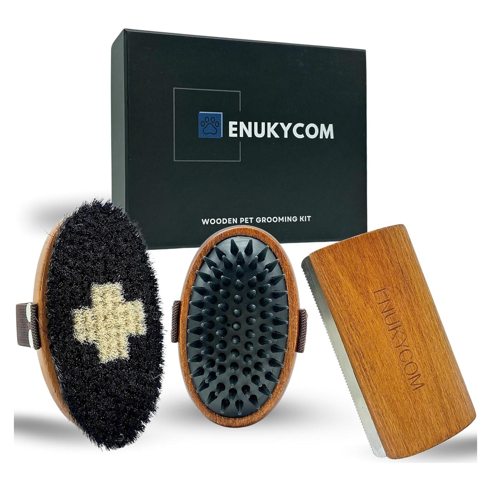 Kit de Aseo de Madera ENUKYCOM para Perros y Gatos Pelo Corto