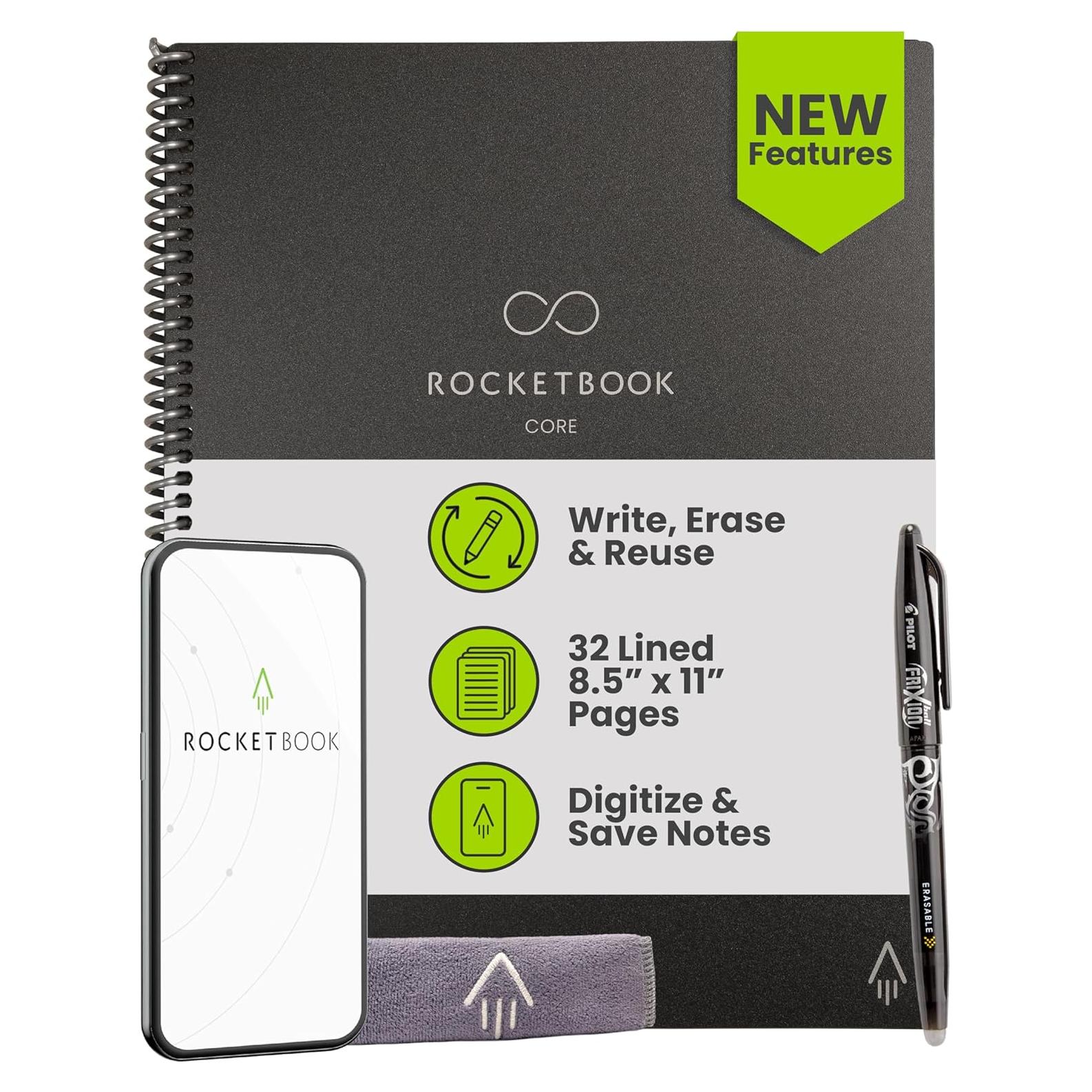 Cuaderno Espiral Reutilizable Rocketbook Core Carta Negro 21.6x27.9cm