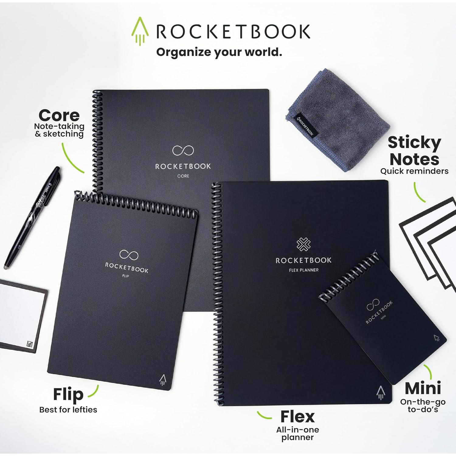Cuaderno Espiral Reutilizable Rocketbook Core Carta Negro 21.6x27.9cm