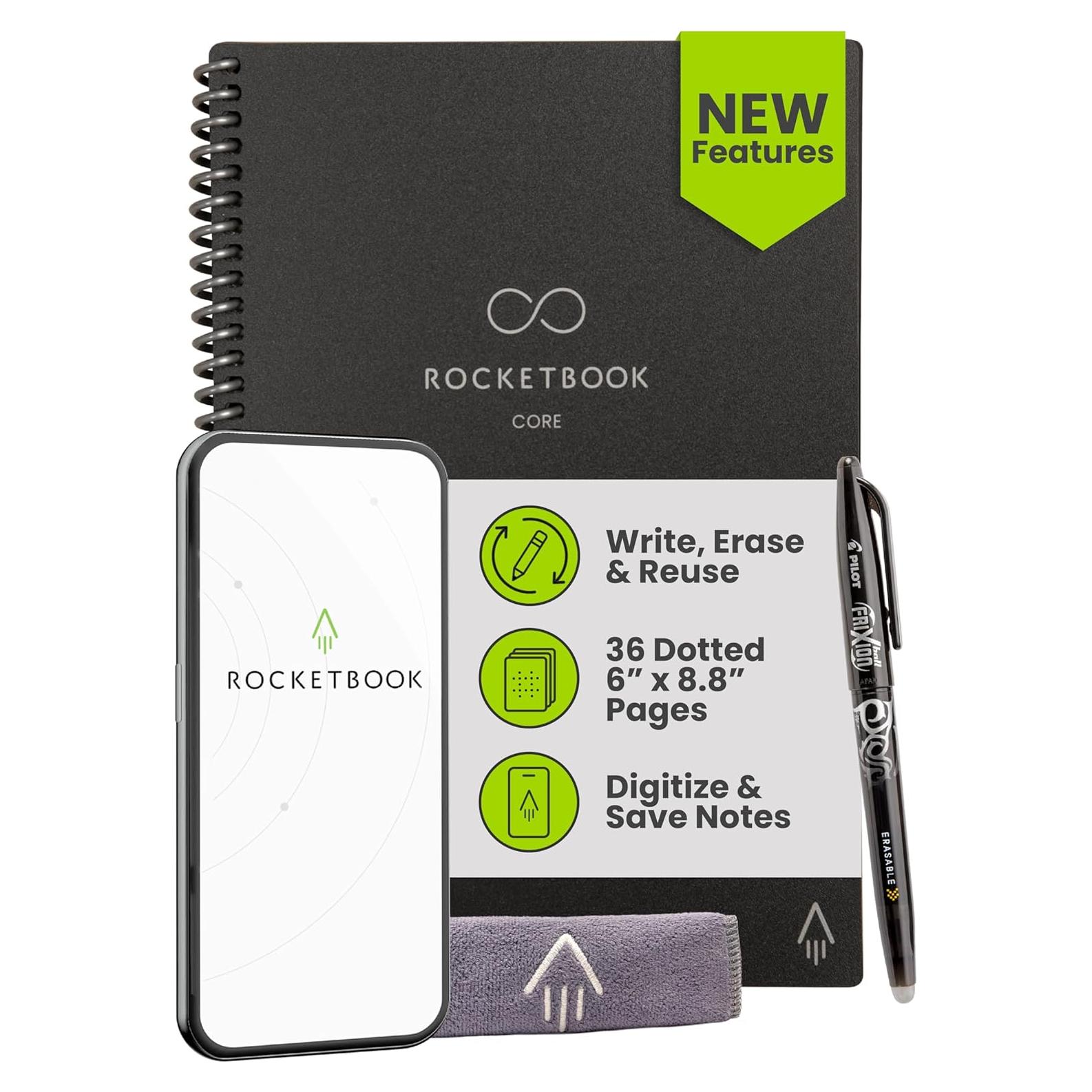 Cuaderno Reutilizable Rocketbook Core Negro 15.24x22.35 cm