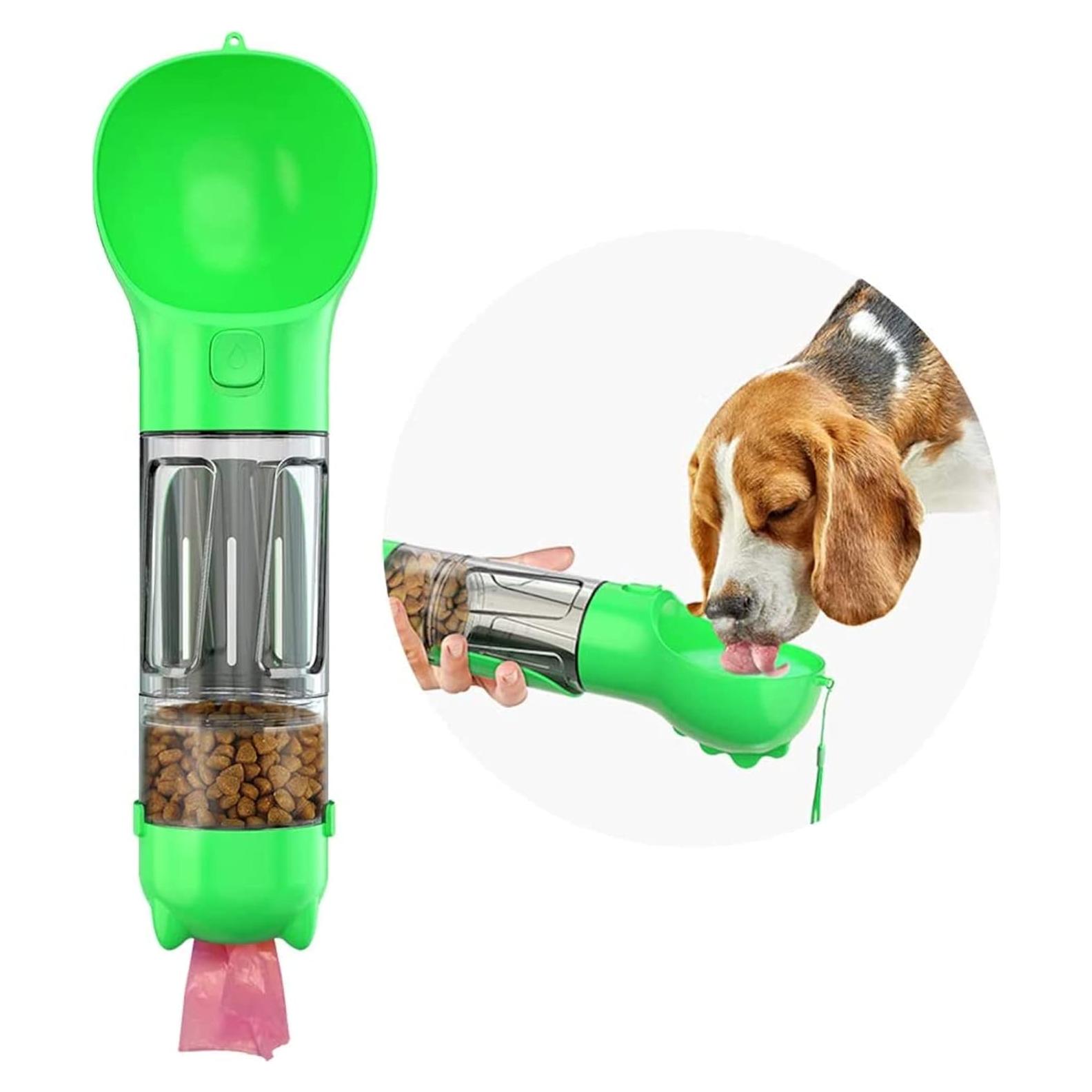 Botella de Agua para Perros Kya 4 en 1 300ml Verde