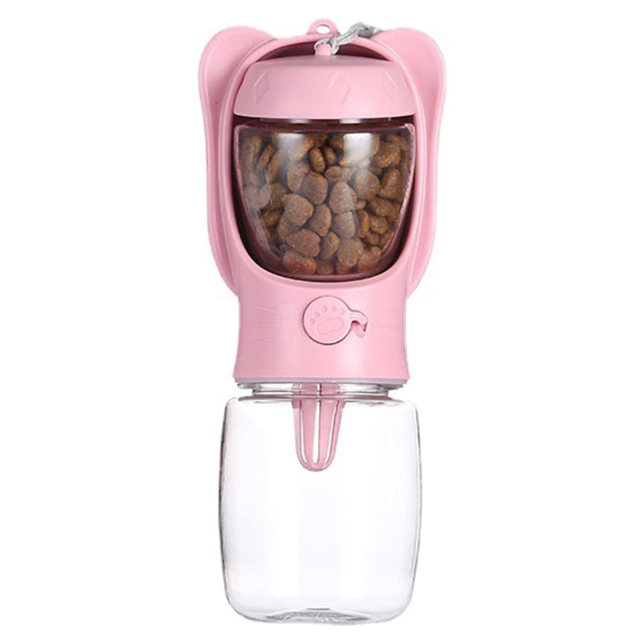 Botella de Agua y Comida para Mascotas Crisque Rosa 350ml