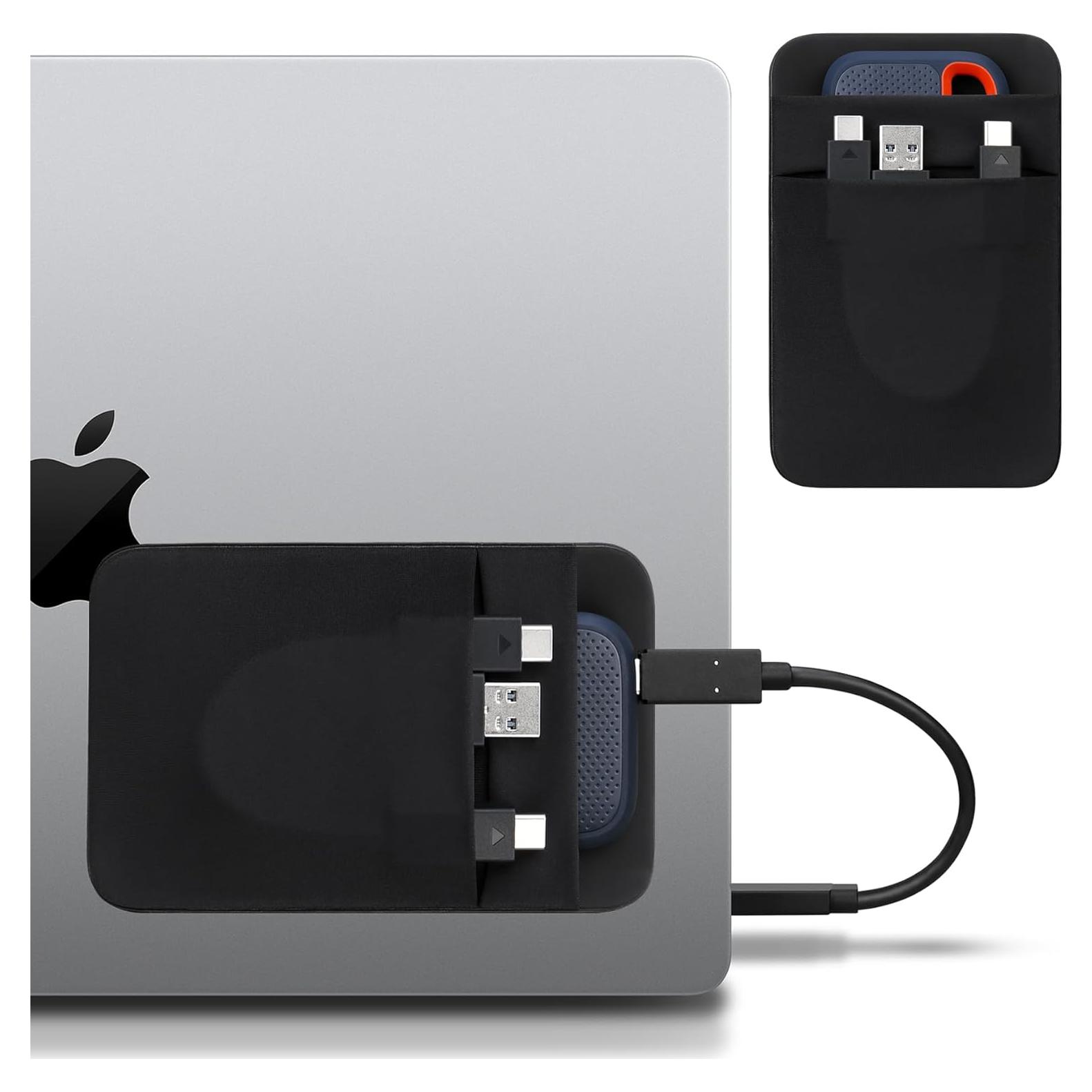 Funda Adhesiva para Disco Duro SSD Lacdo, 2 Bolsillos, Negro