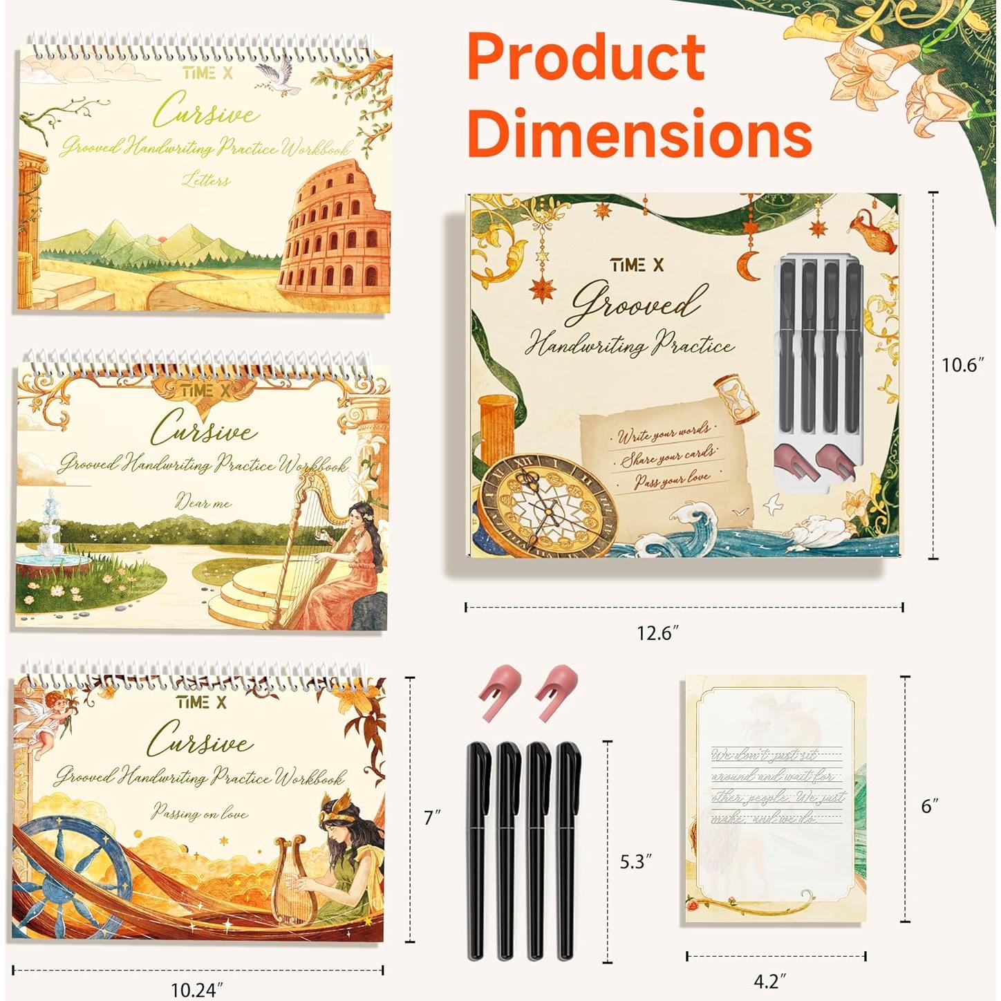 Kit de Caligrafía Cursiva TIME X - 3 Cuadernos Reutilizables