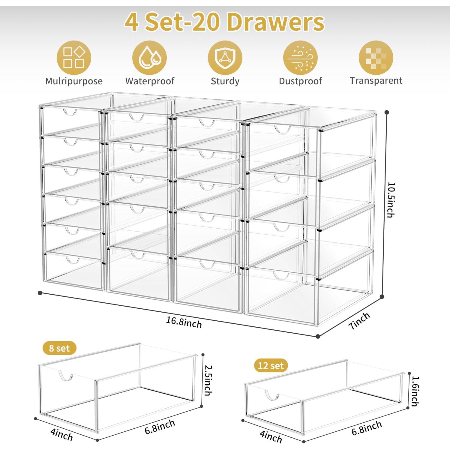 Organizador de Maquillaje Acrílico 20 Cajones Testyu Transparente