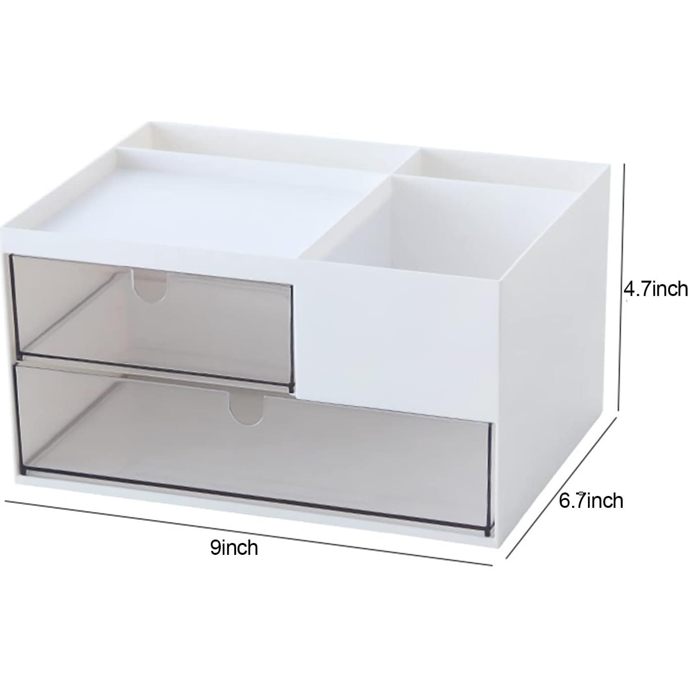 Organizador de Maquillaje MILULUGO Blanco con 2 Cajones y 4 Compartimentos