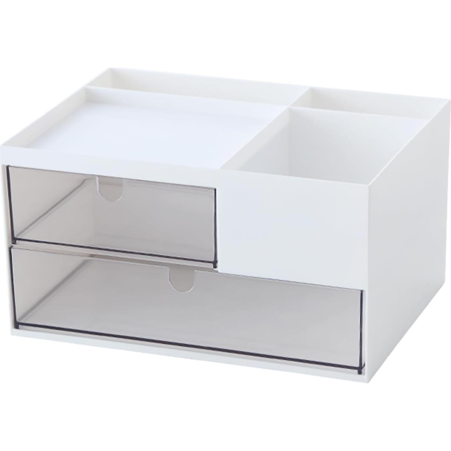 Organizador de Maquillaje MILULUGO Blanco con 2 Cajones y 4 Compartimentos